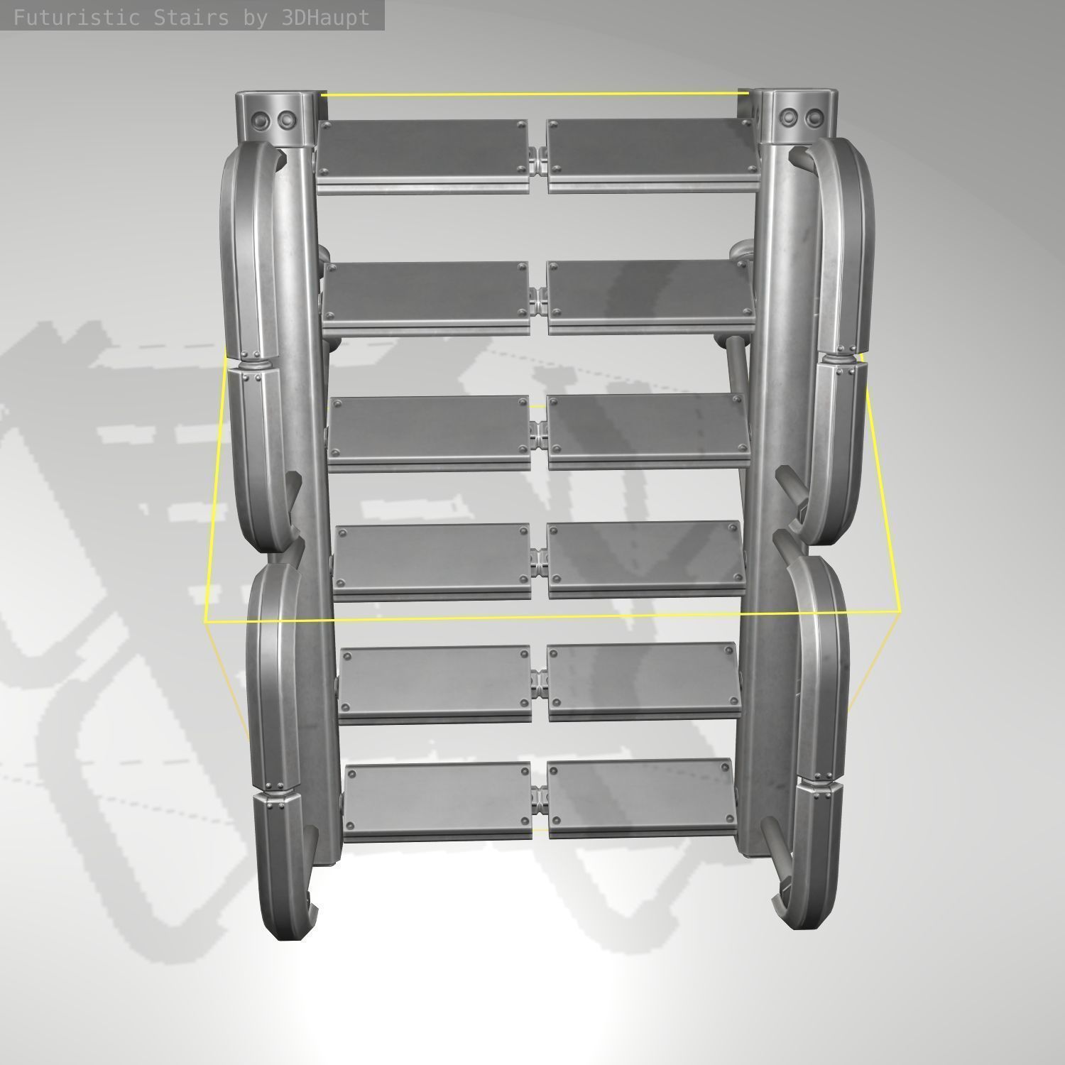 Futuristic Stairs - 25 - Basic Textures Low-poly 3D model_14