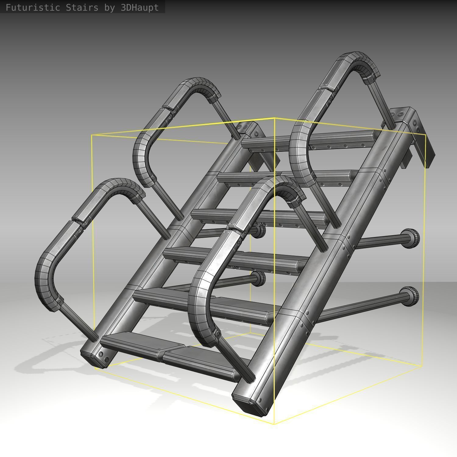 Futuristic Stairs - 25 - Basic Textures Low-poly 3D model_8