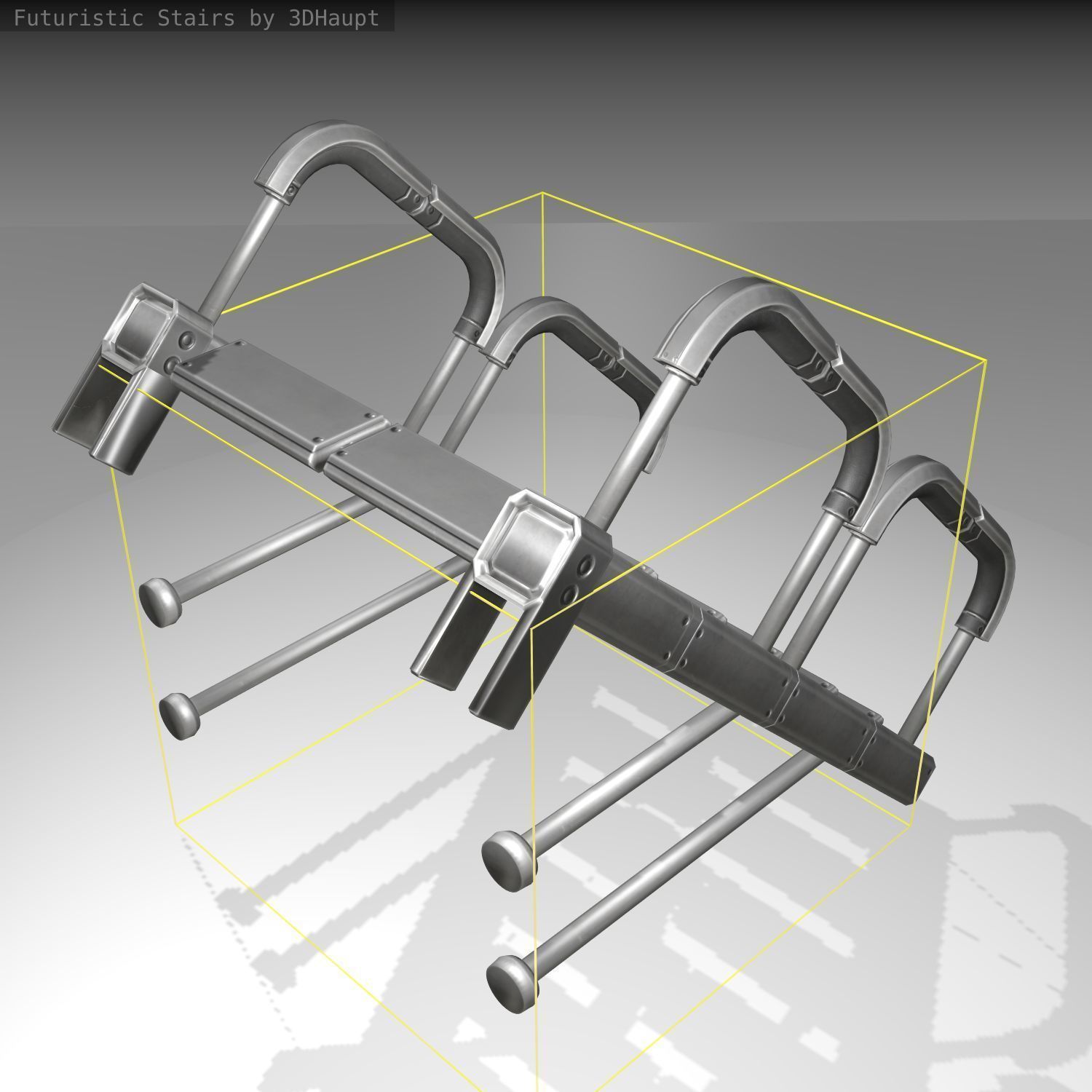 Futuristic Stairs - 25 - Basic Textures Low-poly 3D model_3