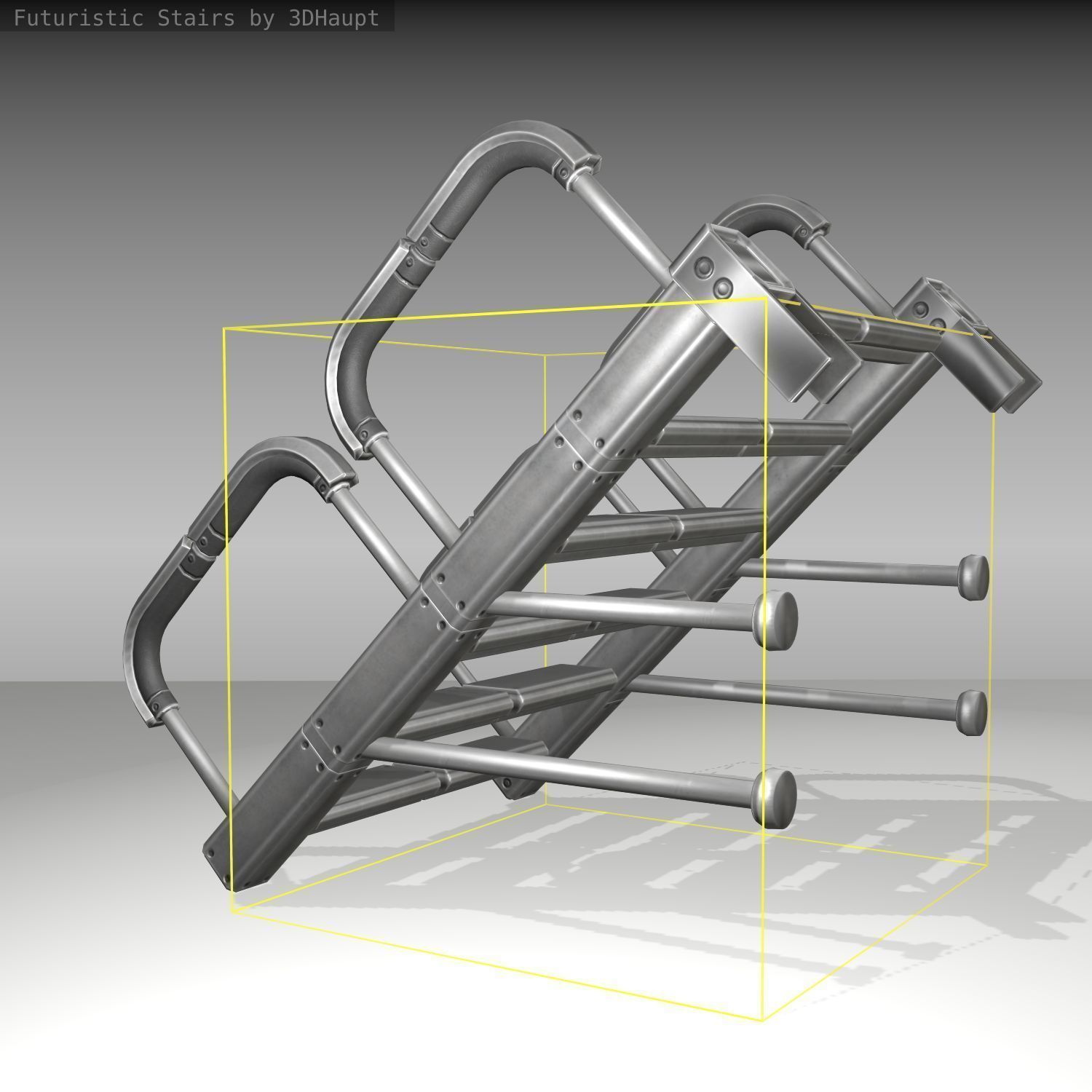 Futuristic Stairs - 25 - Basic Textures Low-poly 3D model_9