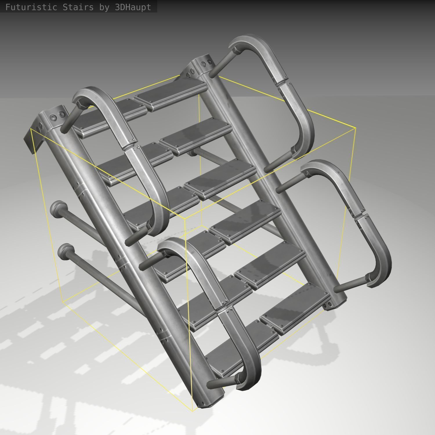 Futuristic Stairs - 25 - Basic Textures Low-poly 3D model_5