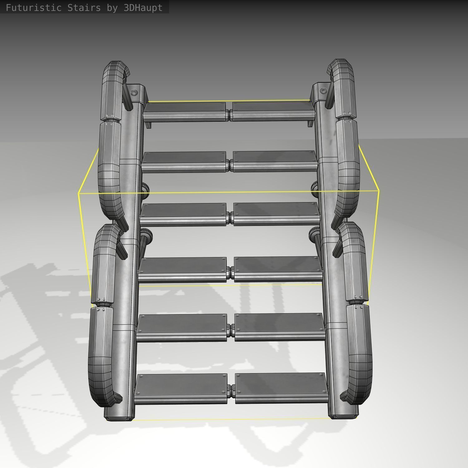 Futuristic Stairs - 25 - Basic Textures Low-poly 3D model_6