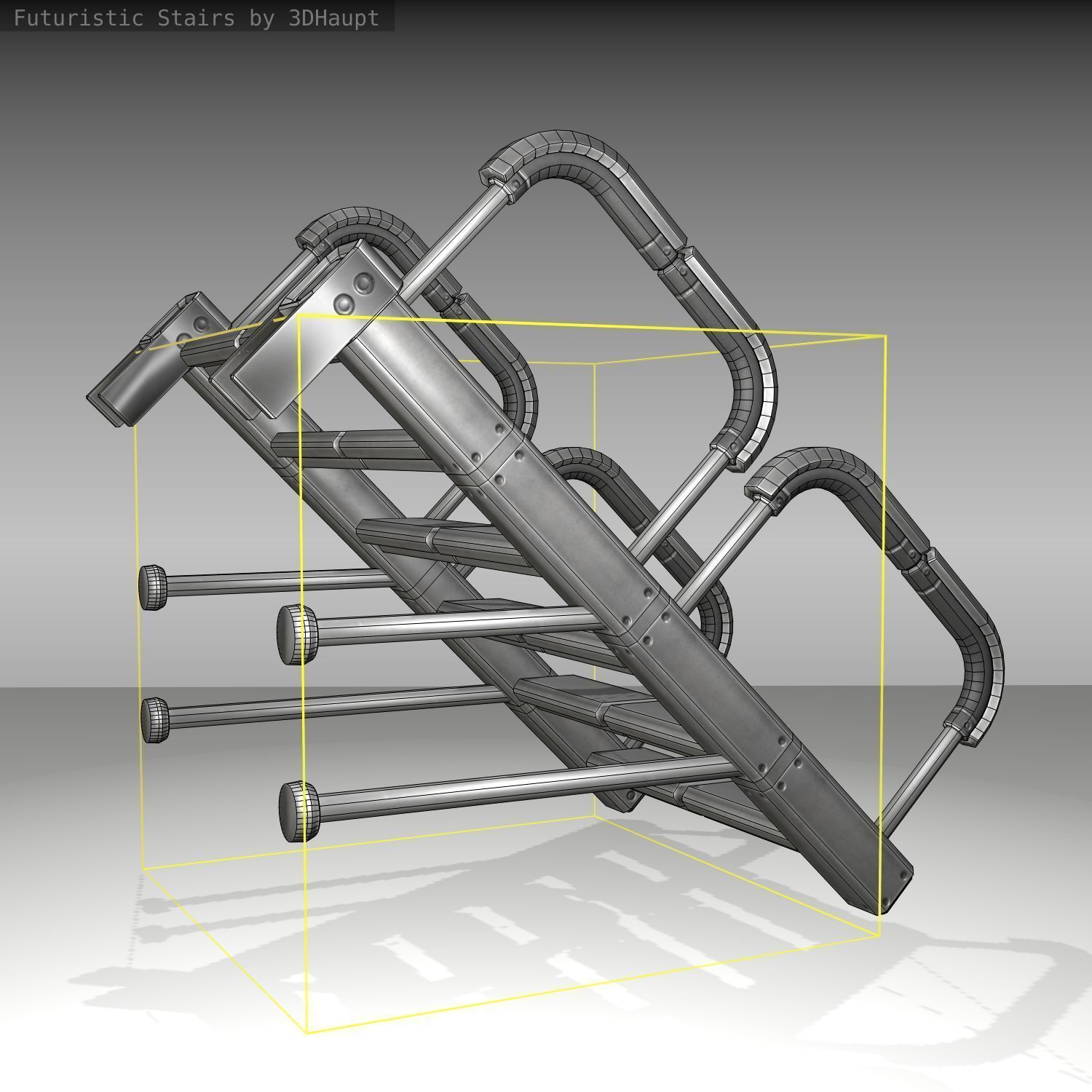 Futuristic Stairs - 25 - Basic Textures Low-poly 3D model_11