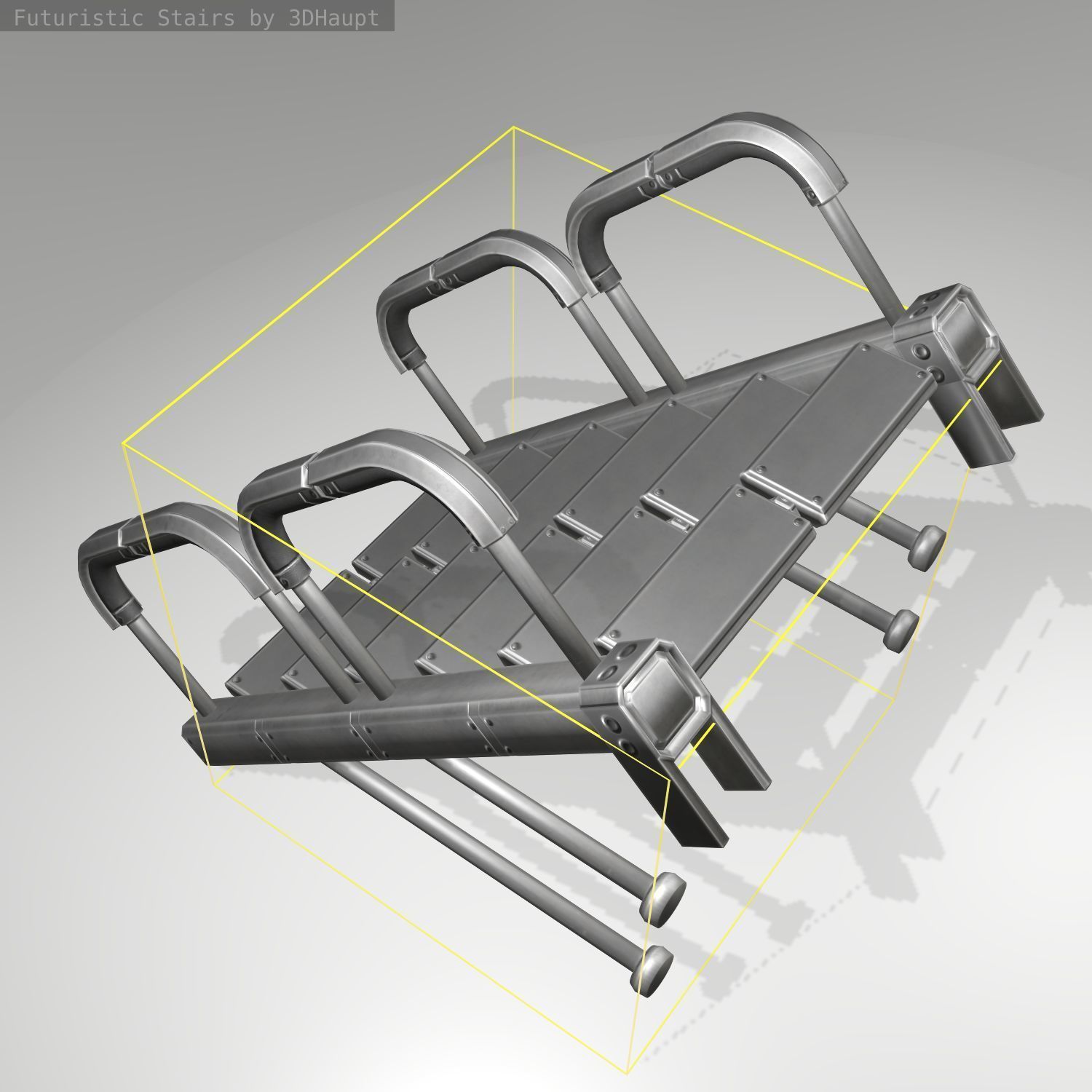 Futuristic Stairs - 25 - Basic Textures Low-poly 3D model_16