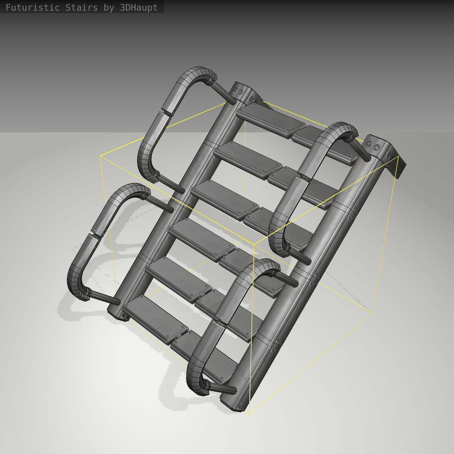 Futuristic Stairs - 25 - Basic Textures Low-poly 3D model_24