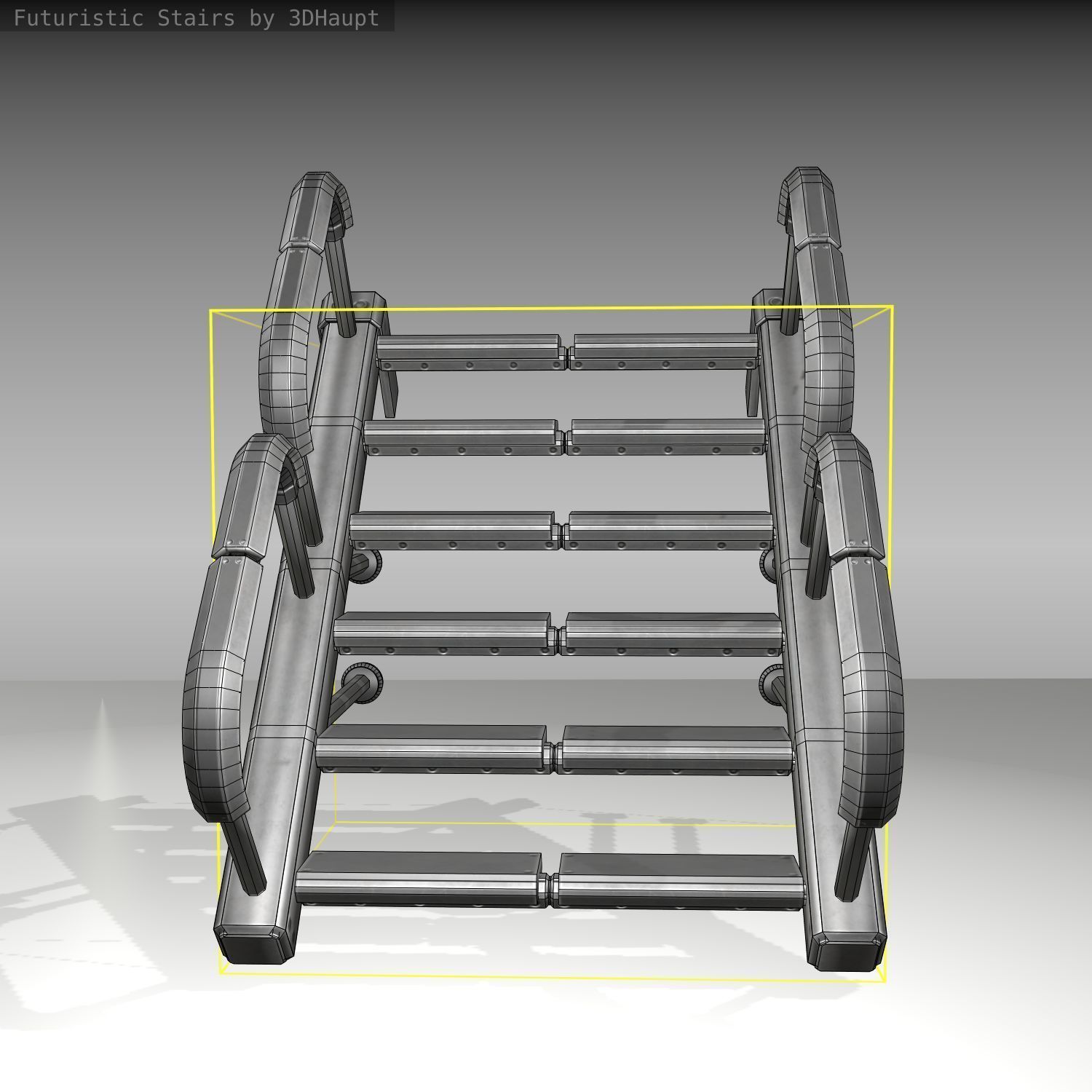 Futuristic Stairs - 25 - Basic Textures Low-poly 3D model_13