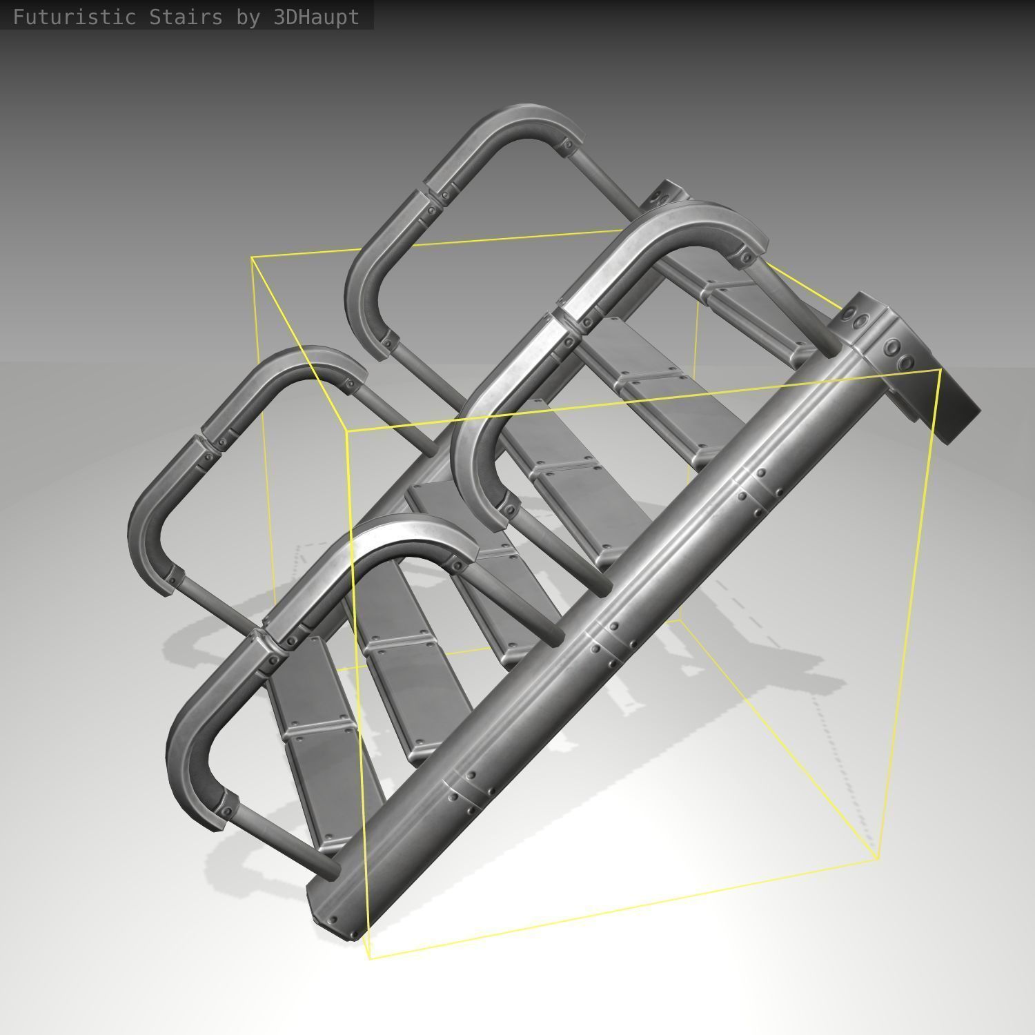 Futuristic Stairs - 26 - Basic Textures Low-poly 3D model_23