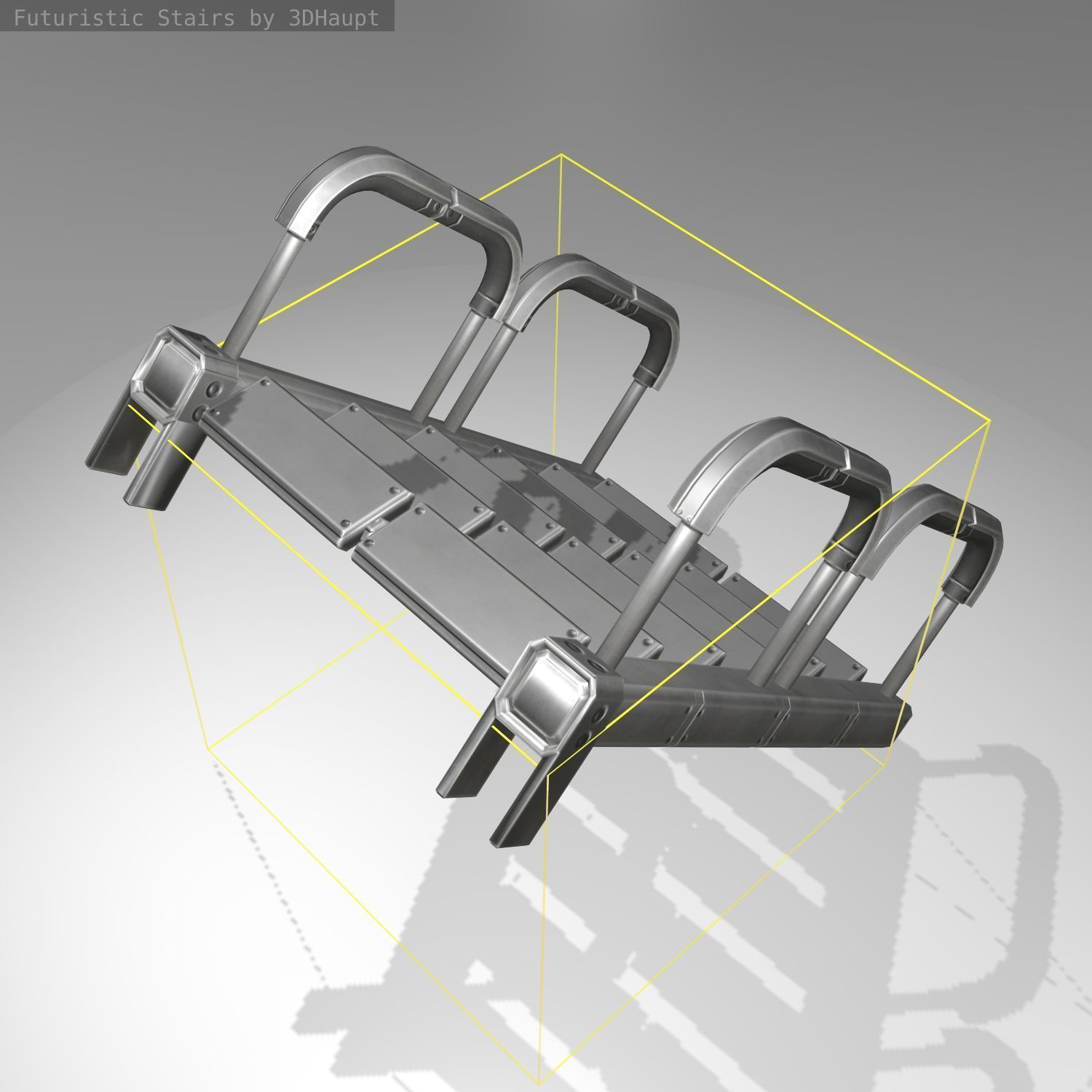 Futuristic Stairs - 26 - Basic Textures Low-poly 3D model_17