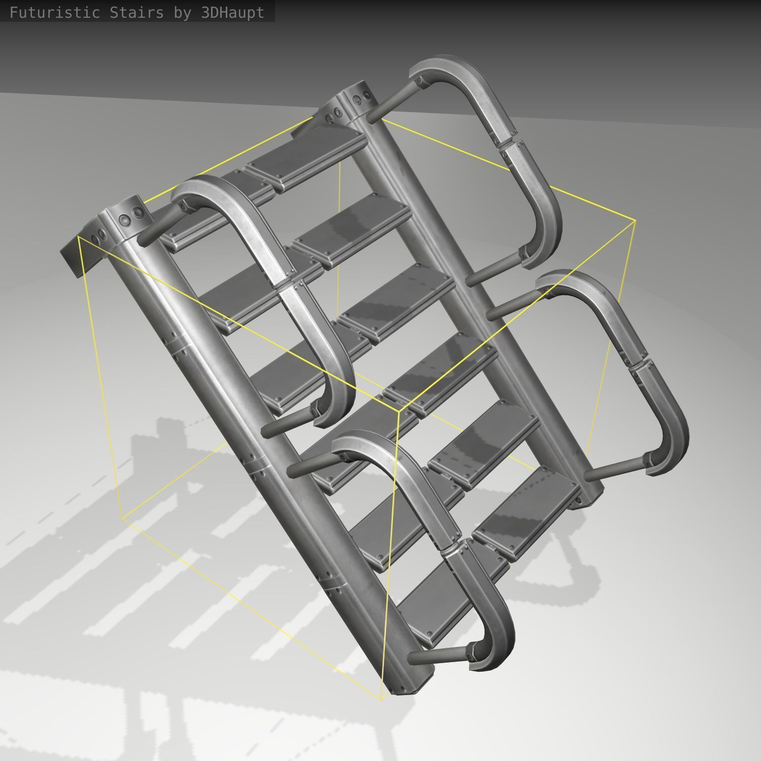 Futuristic Stairs - 26 - Basic Textures Low-poly 3D model_19