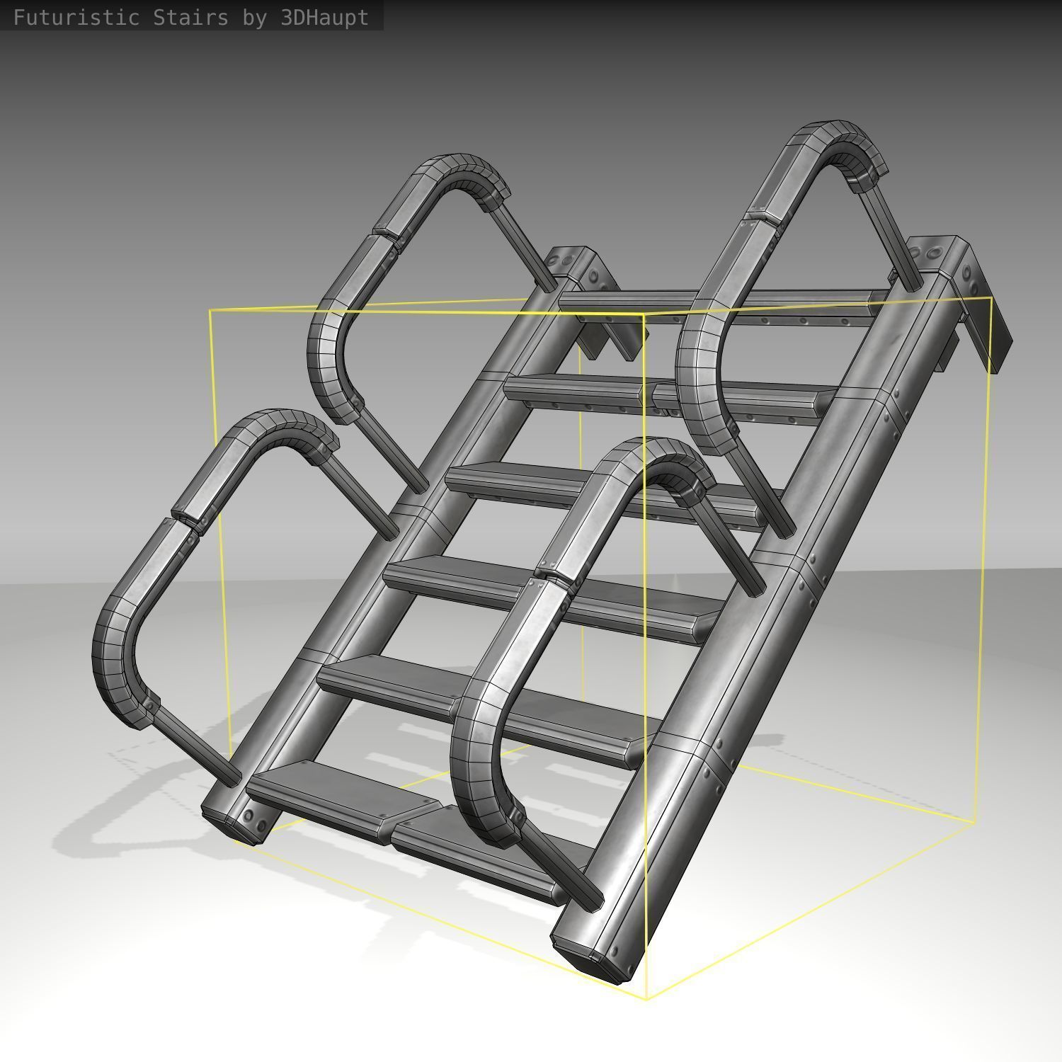 Futuristic Stairs - 26 - Basic Textures Low-poly 3D model_22