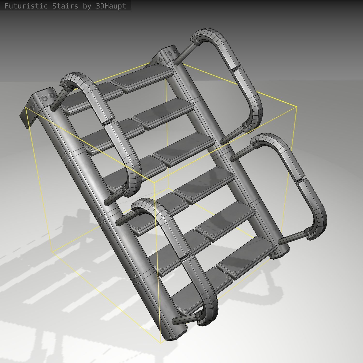 Futuristic Stairs - 26 - Basic Textures Low-poly 3D model_5