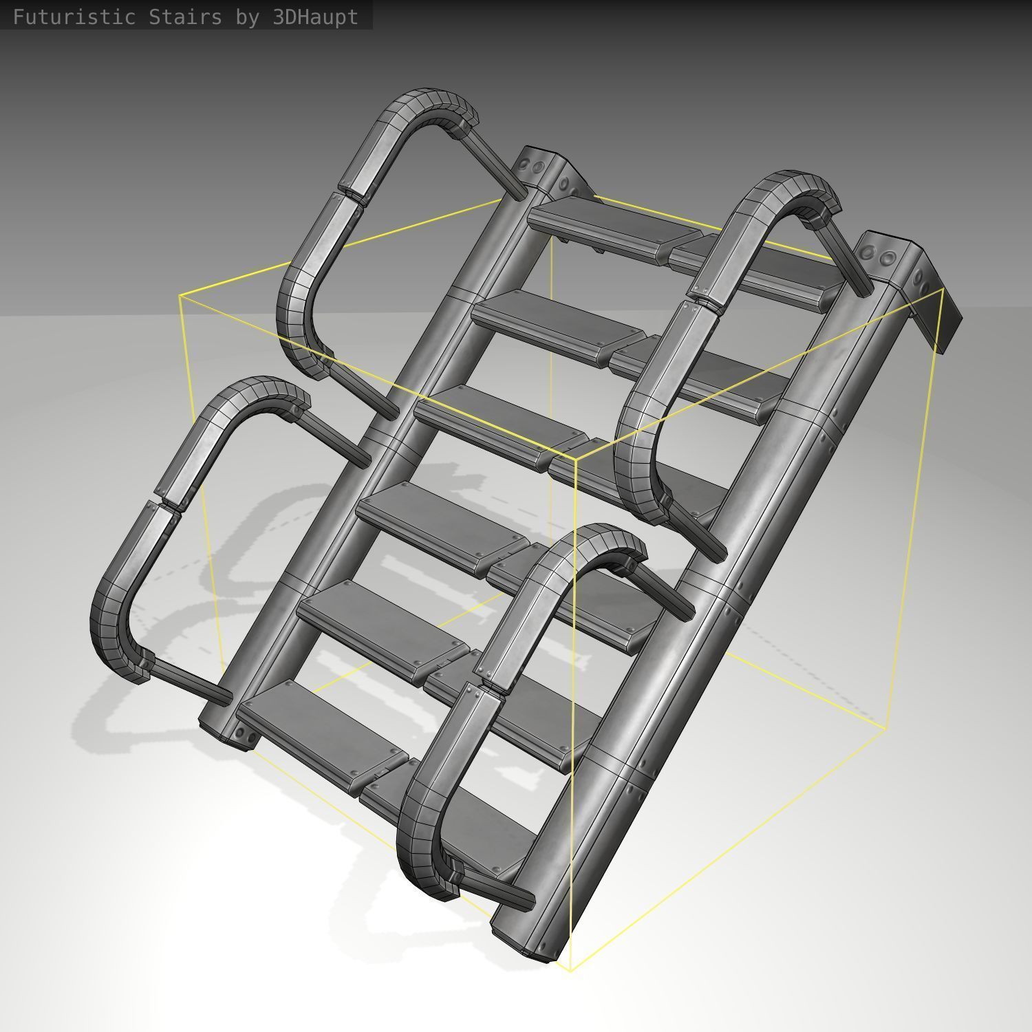 Futuristic Stairs - 26 - Basic Textures Low-poly 3D model_7