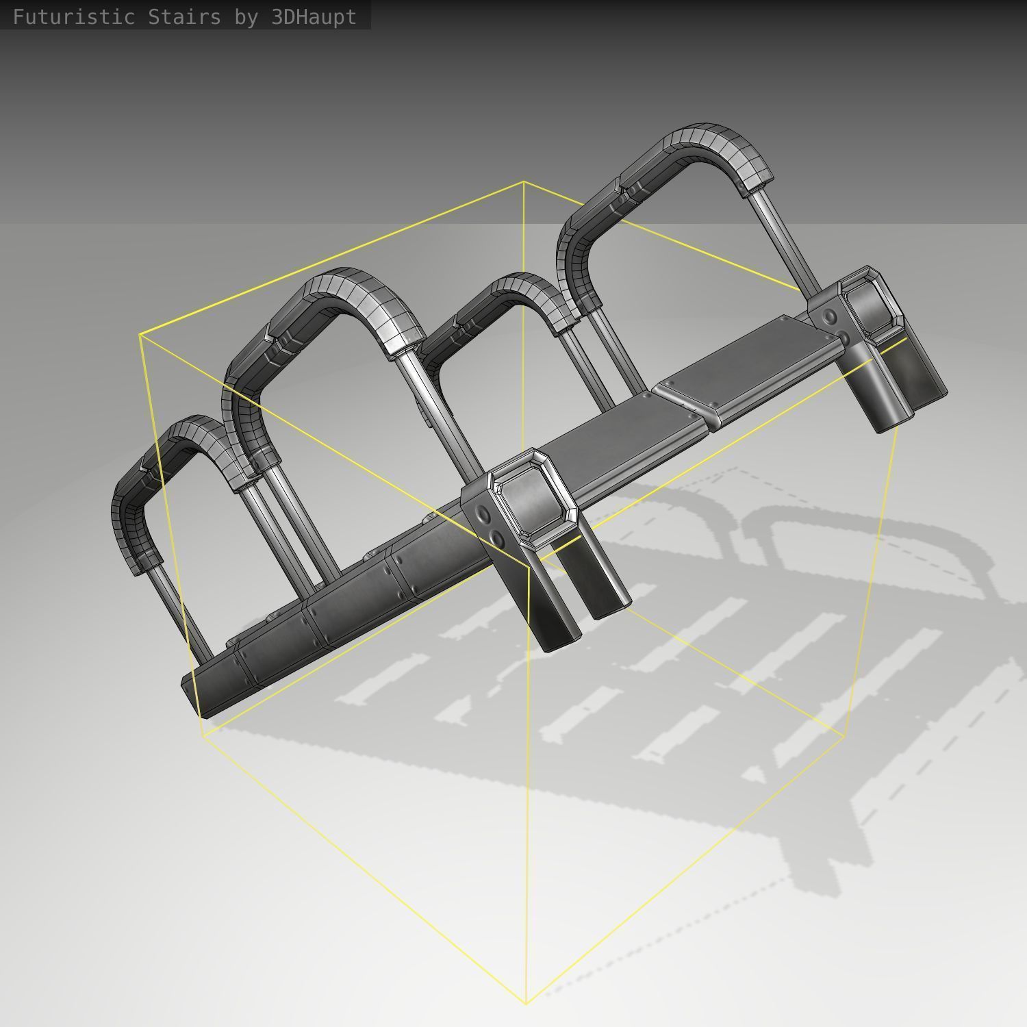Futuristic Stairs - 26 - Basic Textures Low-poly 3D model_1