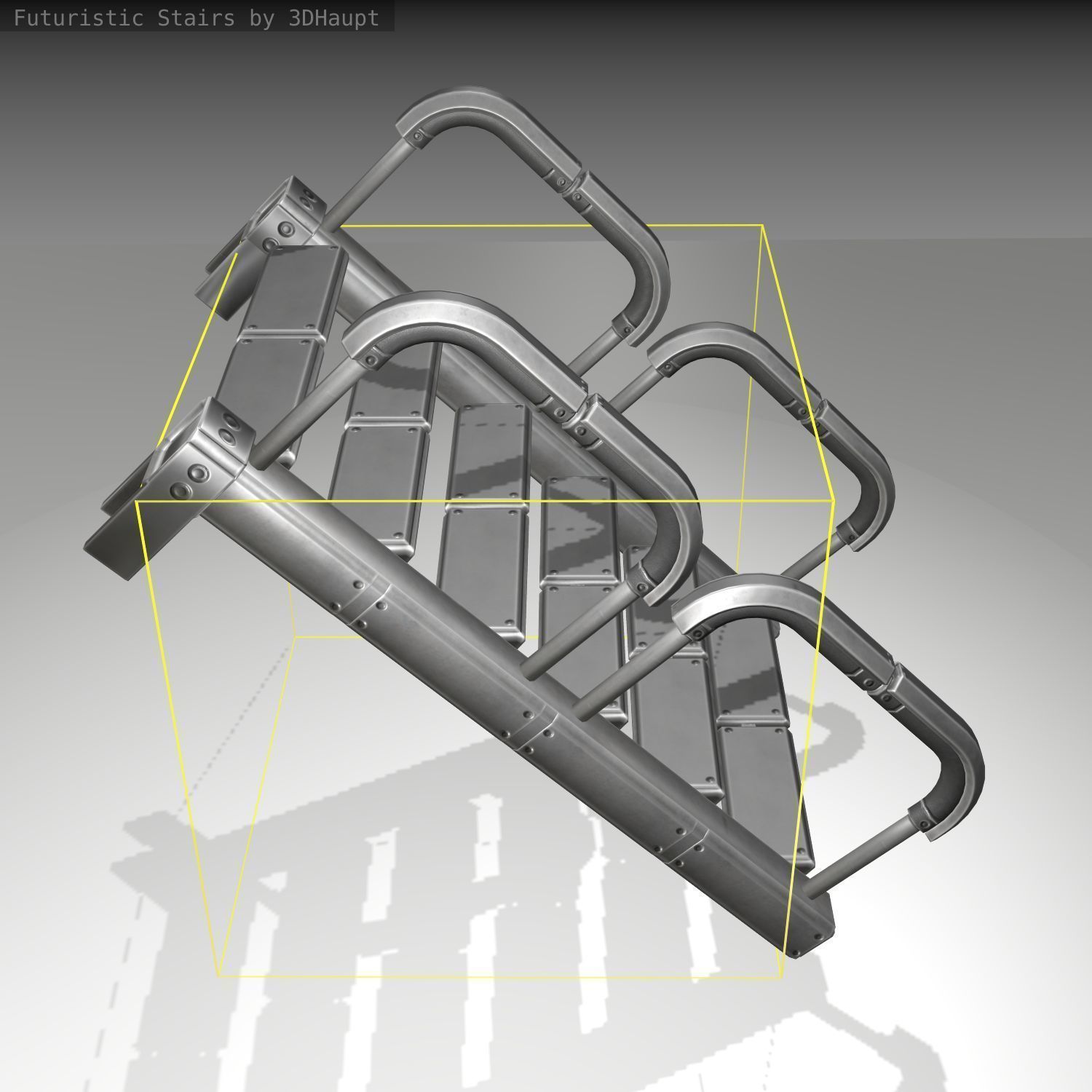 Futuristic Stairs - 26 - Basic Textures Low-poly 3D model_4