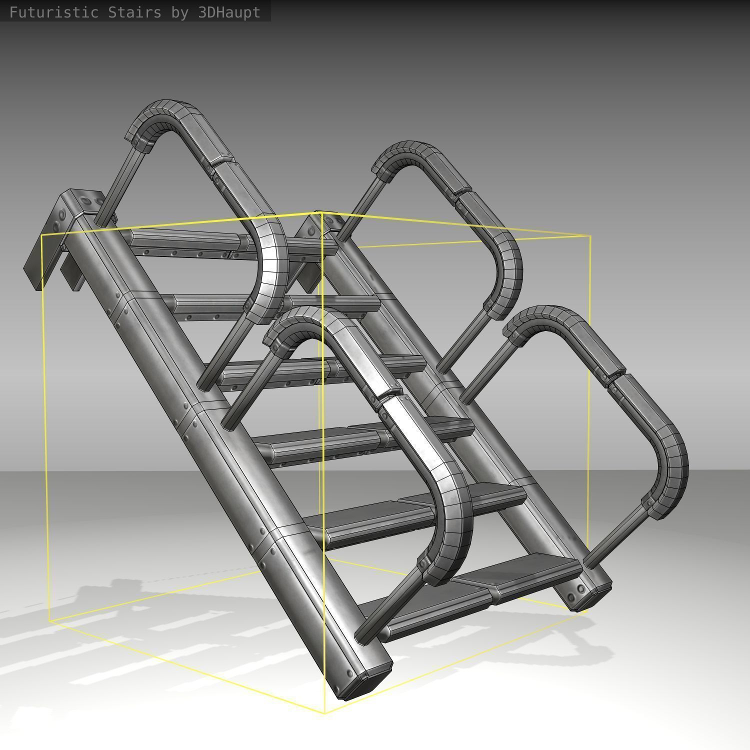 Futuristic Stairs - 26 - Basic Textures Low-poly 3D model_12