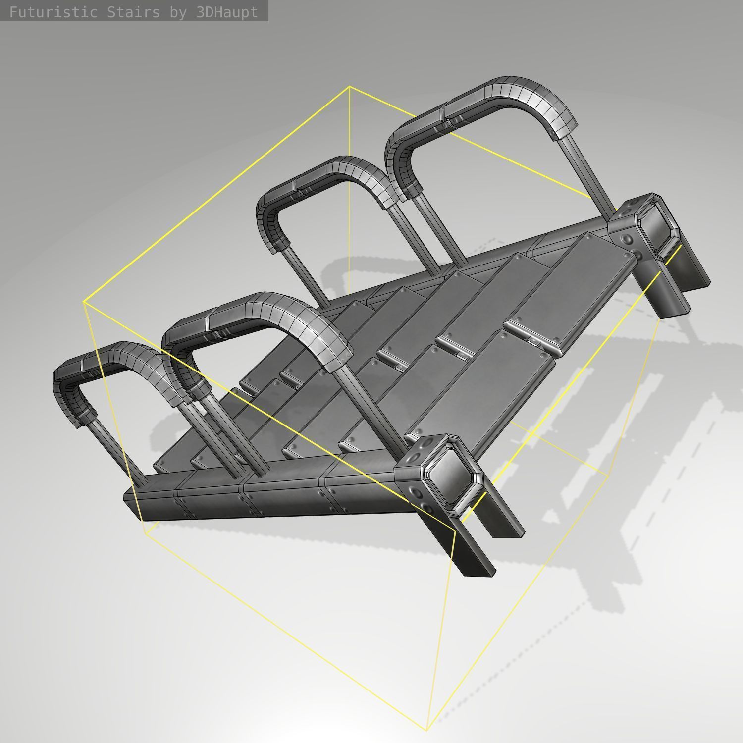 Futuristic Stairs - 26 - Basic Textures Low-poly 3D model_16