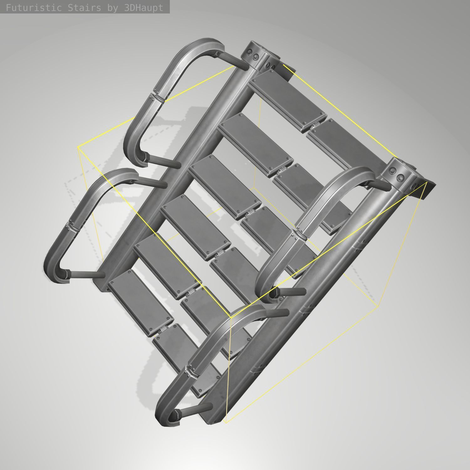 Futuristic Stairs - 26 - Basic Textures Low-poly 3D model_15