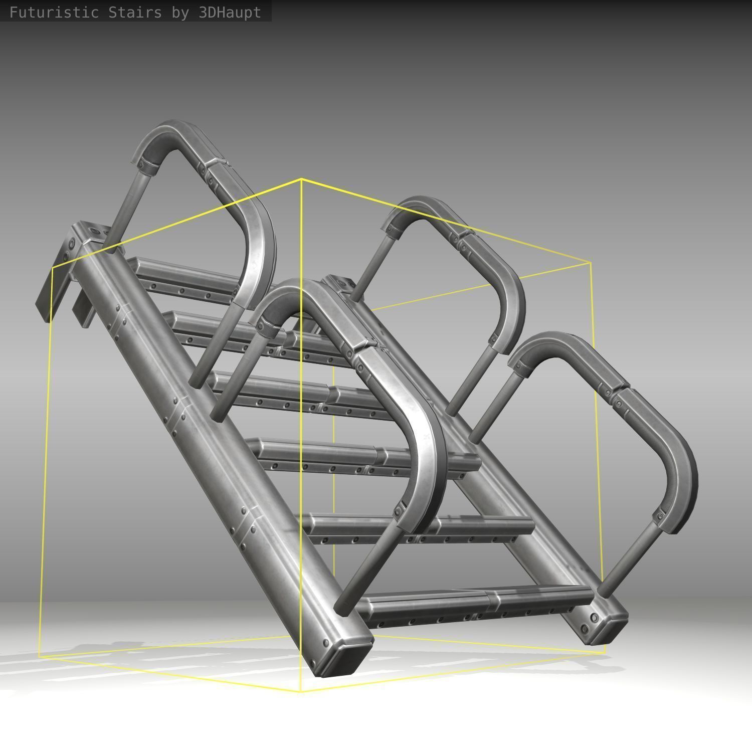 Futuristic Stairs - 26 - Basic Textures Low-poly 3D model_21