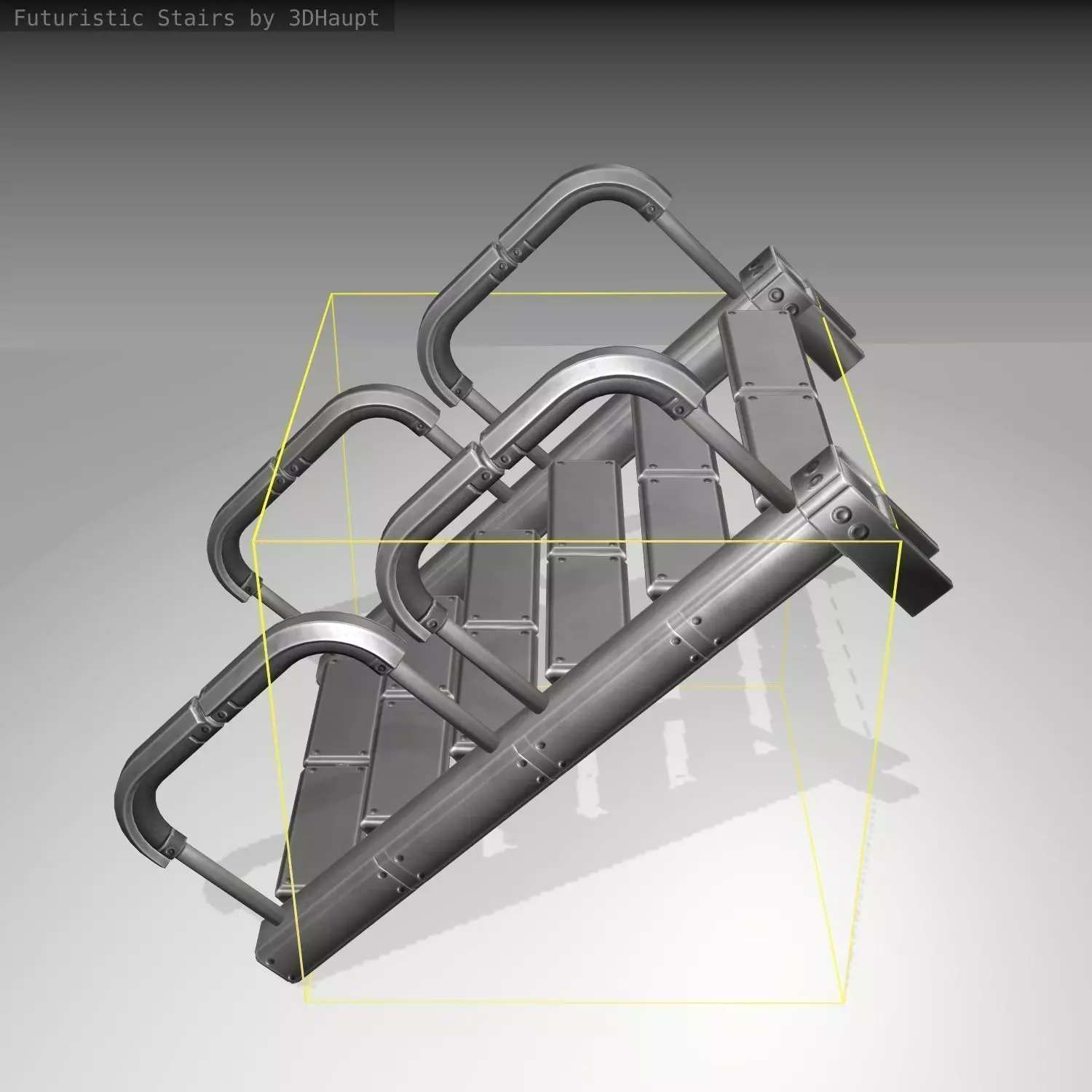 Futuristic Stairs - 26 - Basic Textures Low-poly 3D model_0
