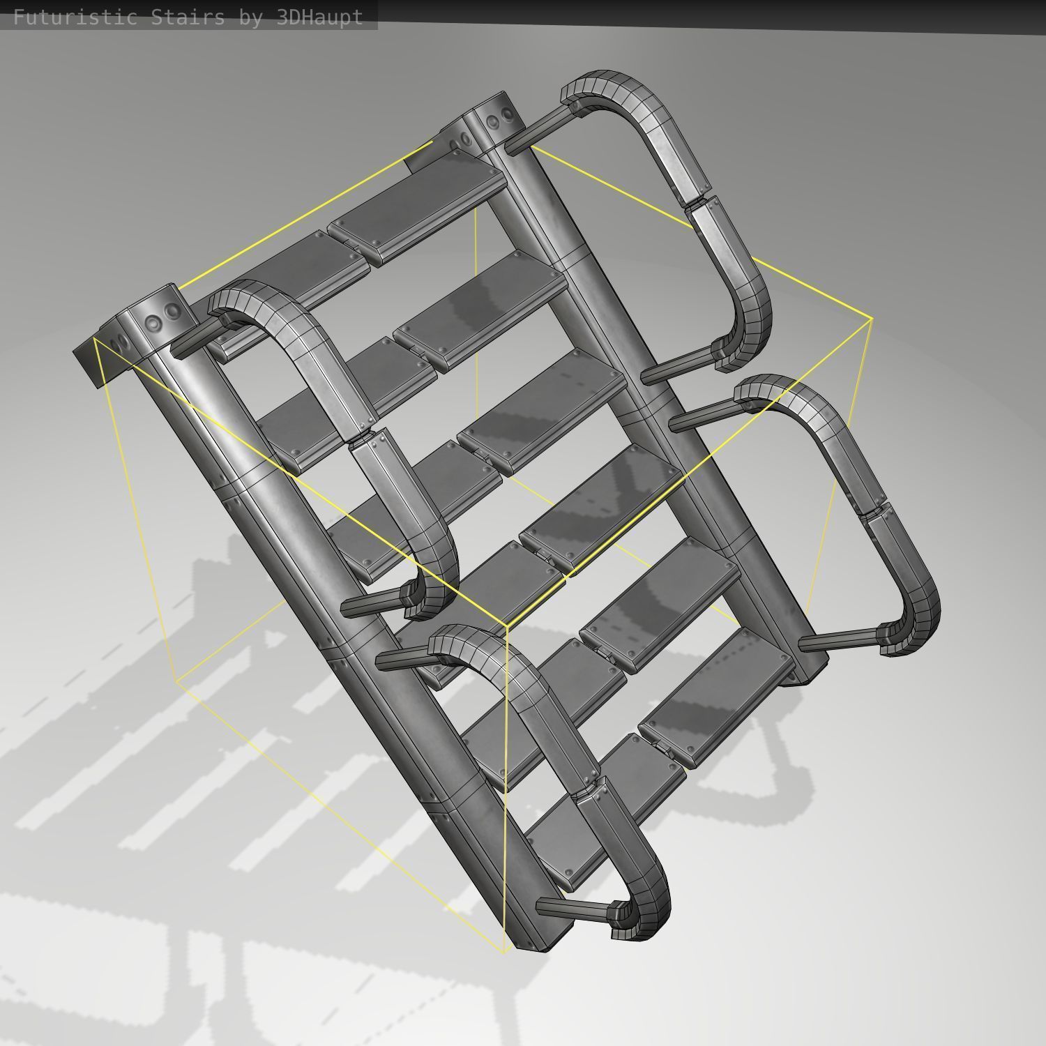 Futuristic Stairs - 26 - Basic Textures Low-poly 3D model_18