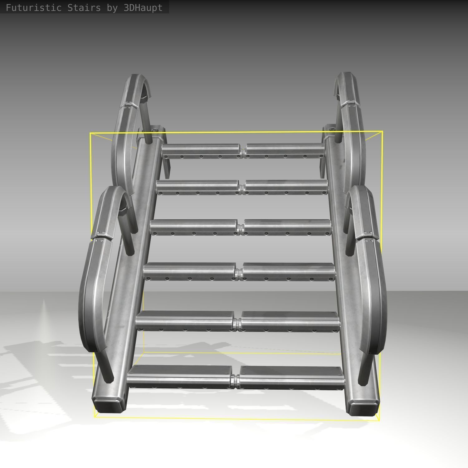 Futuristic Stairs - 26 - Basic Textures Low-poly 3D model_13