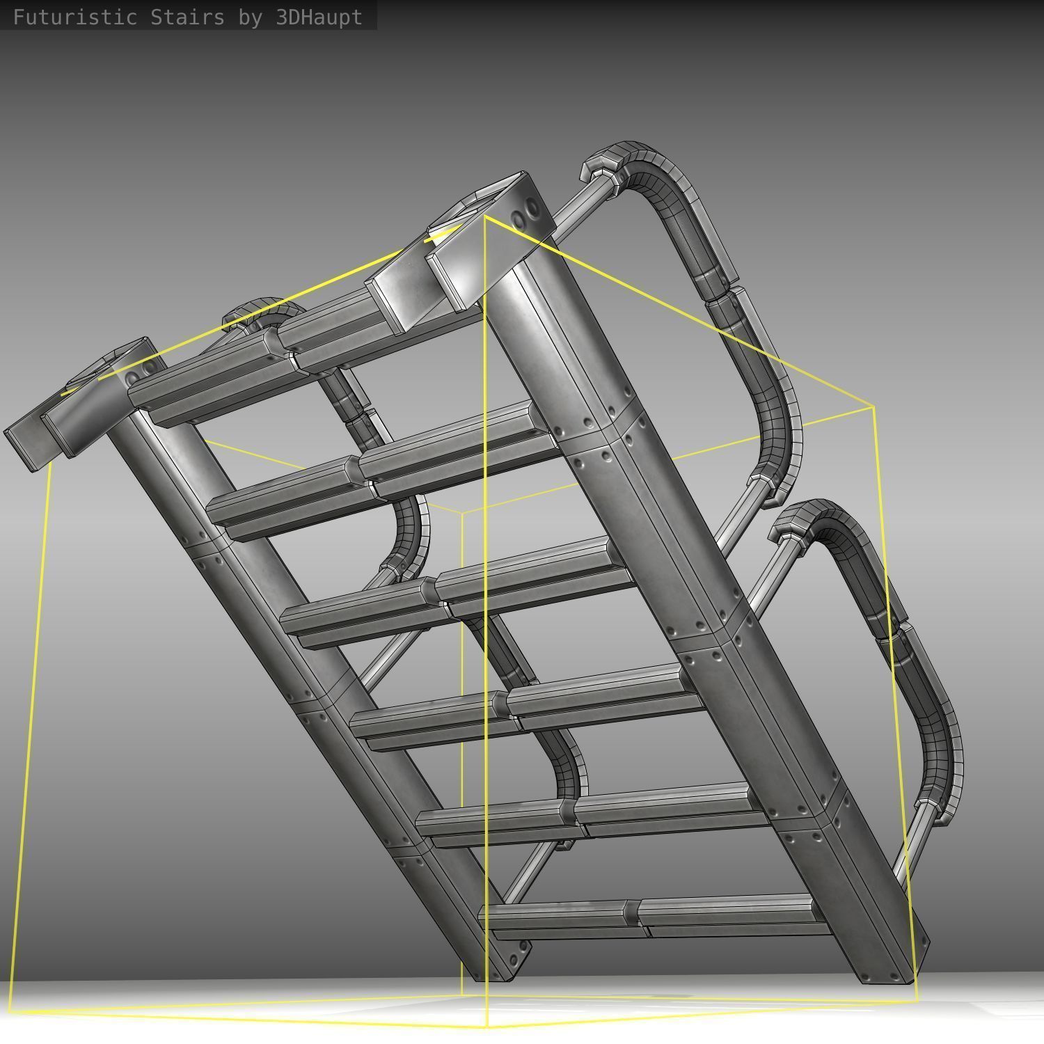 Futuristic Stairs - 26 - Basic Textures Low-poly 3D model_20