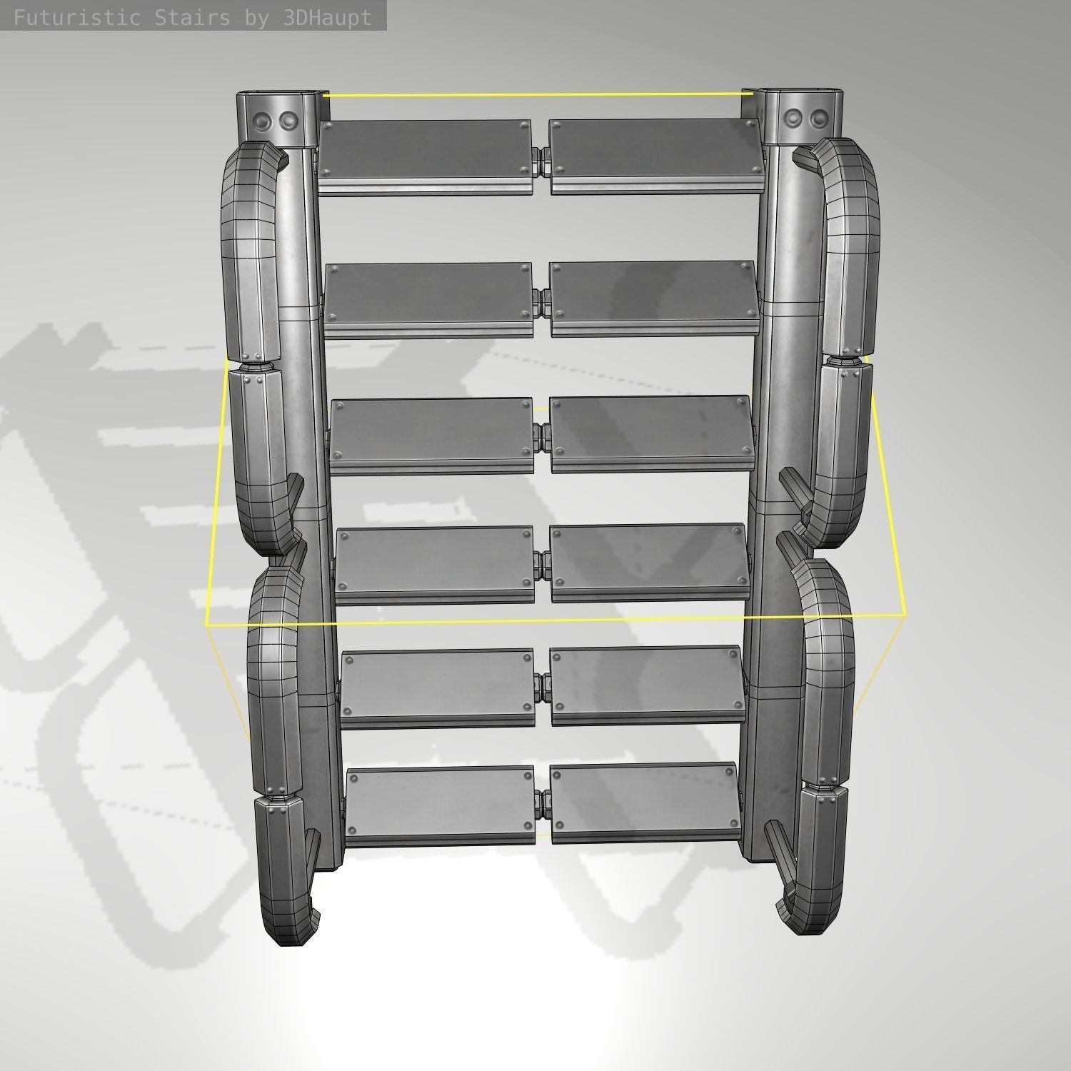 Futuristic Stairs - 26 - Basic Textures Low-poly 3D model_14