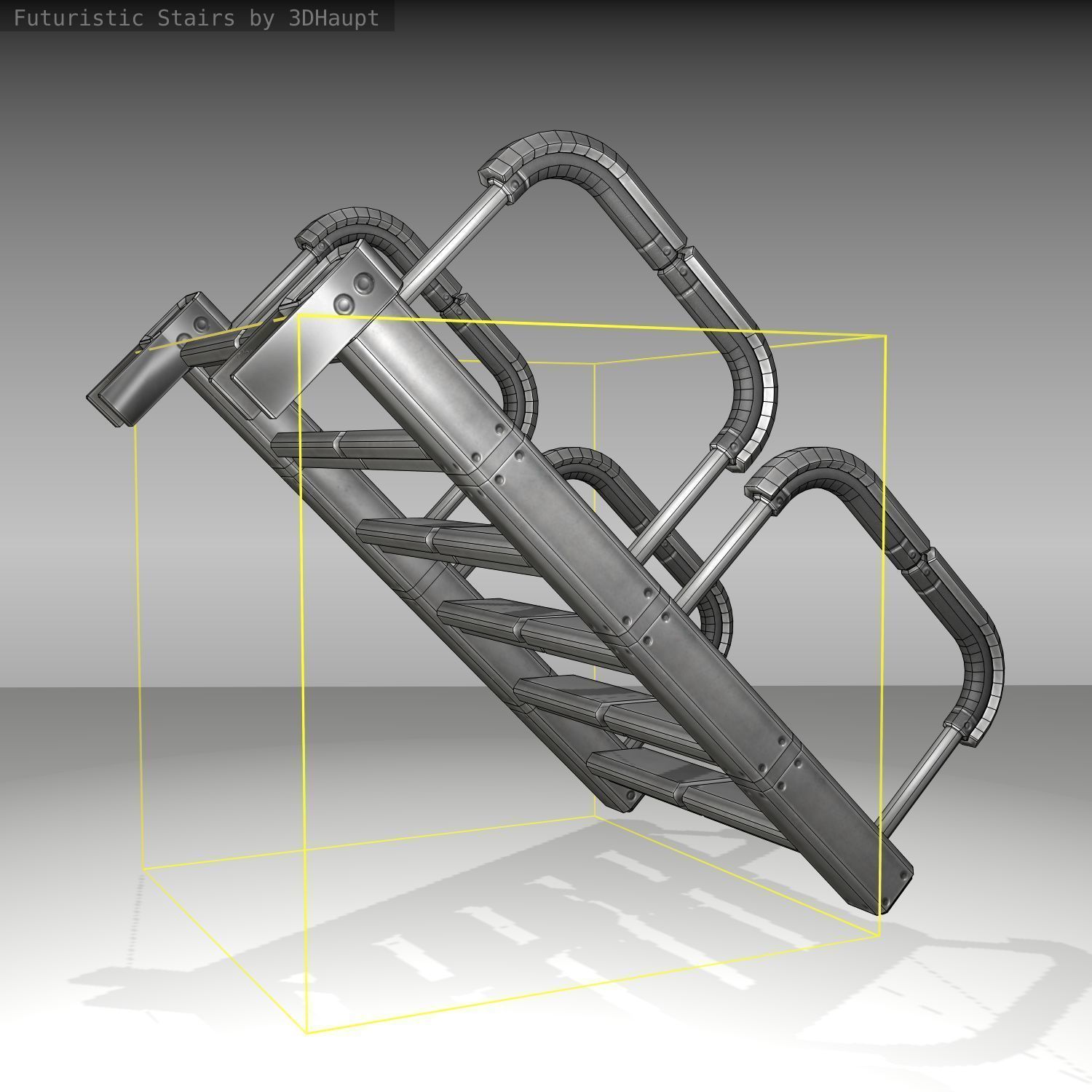 Futuristic Stairs - 26 - Basic Textures Low-poly 3D model_11