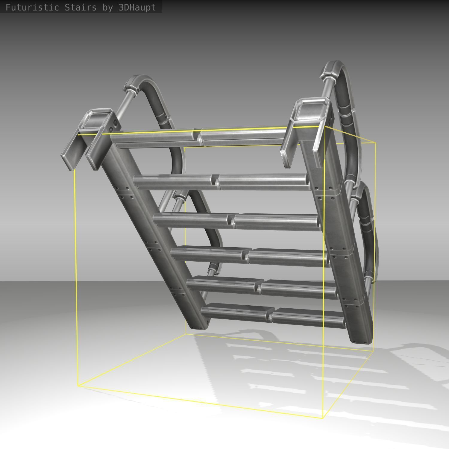 Futuristic Stairs - 26 - Basic Textures Low-poly 3D model_10