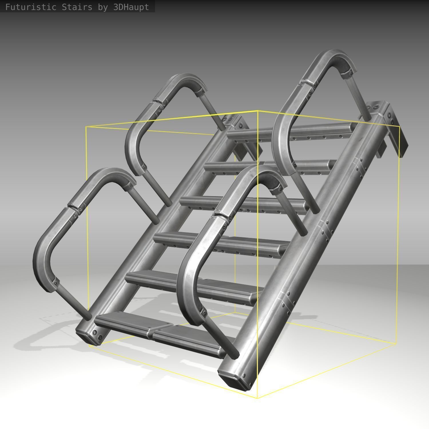 Futuristic Stairs - 26 - Basic Textures Low-poly 3D model_8