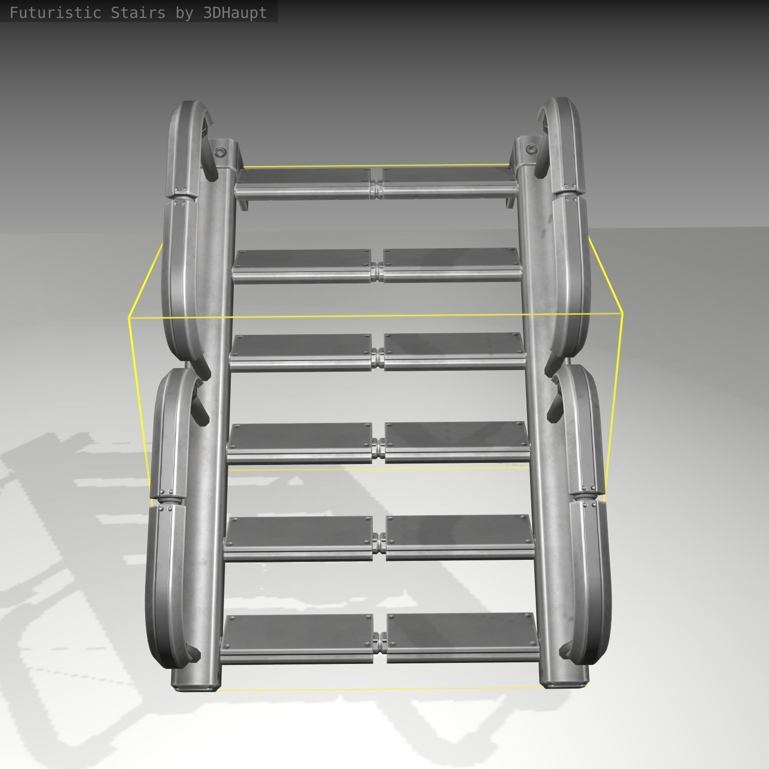 Futuristic Stairs - 26 - Basic Textures Low-poly 3D model_6