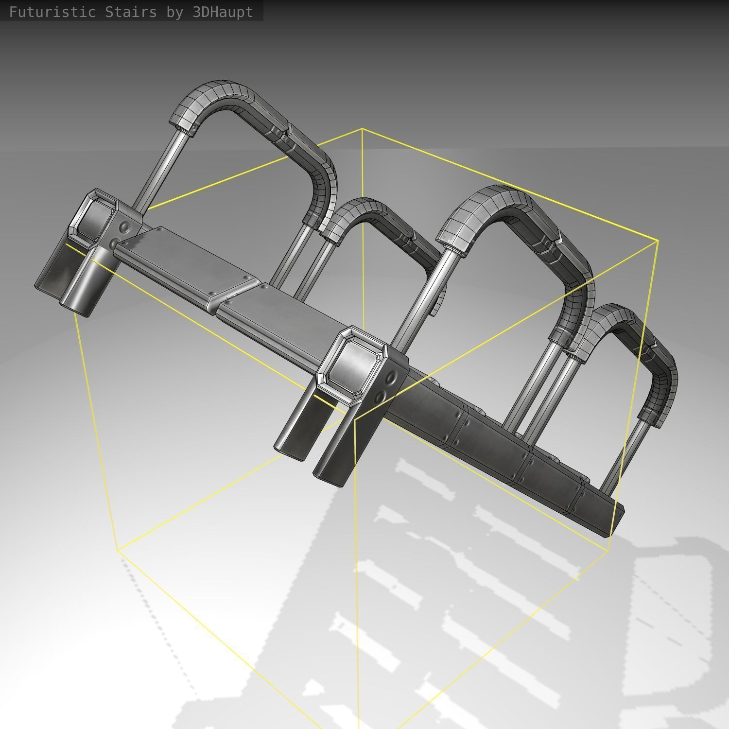 Futuristic Stairs - 26 - Basic Textures Low-poly 3D model_3