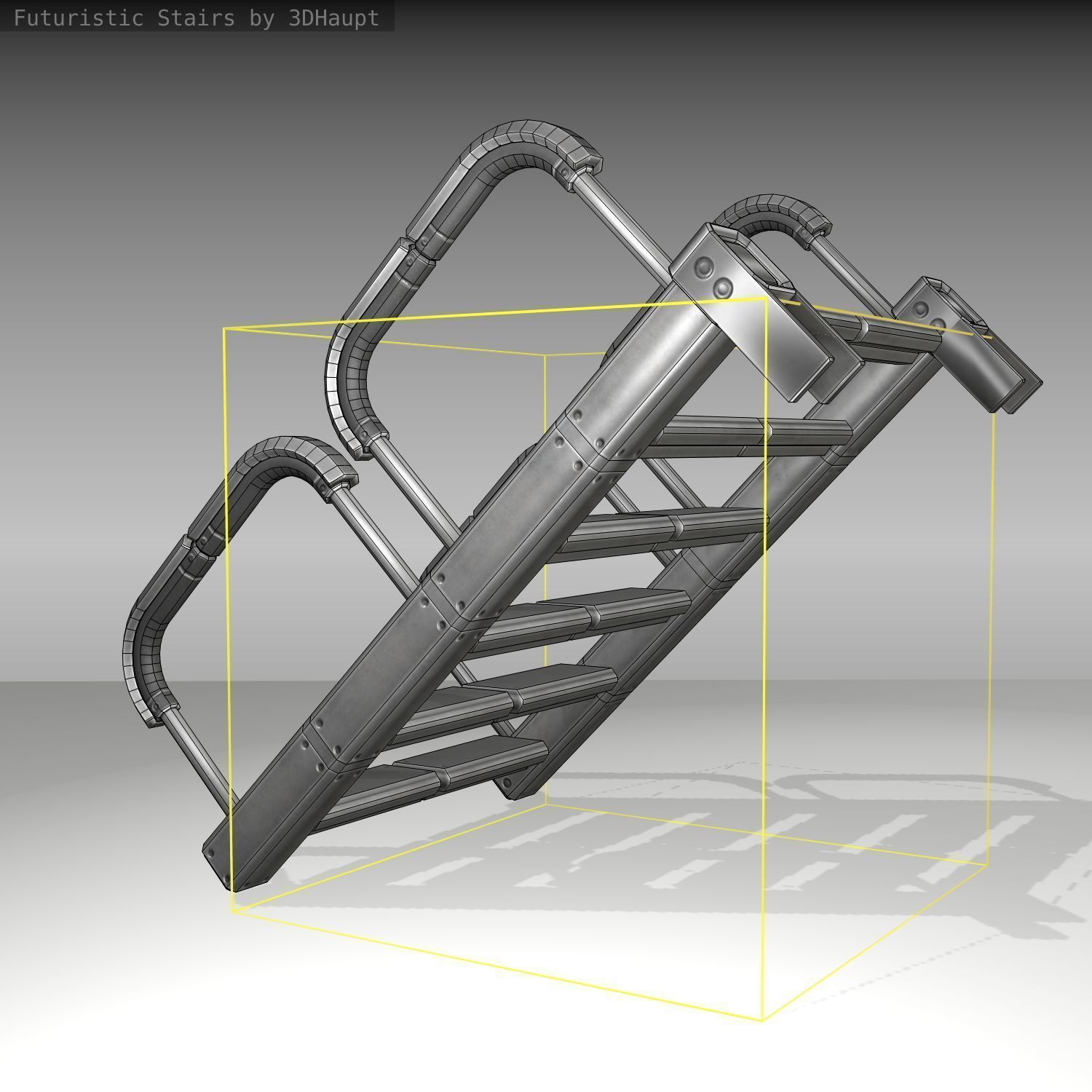 Futuristic Stairs - 26 - Basic Textures Low-poly 3D model_9