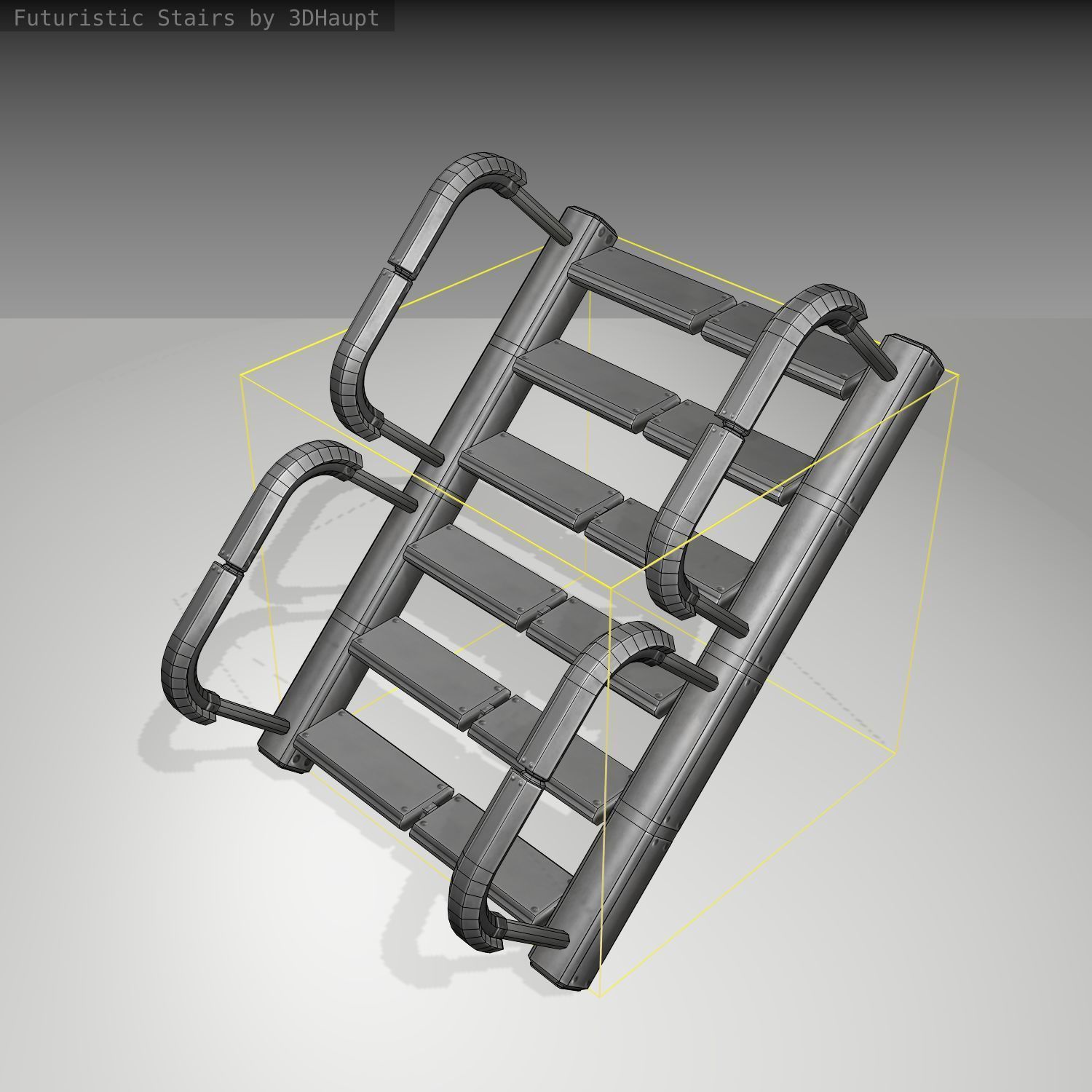 Futuristic Stairs - 26 - Basic Textures Low-poly 3D model_24