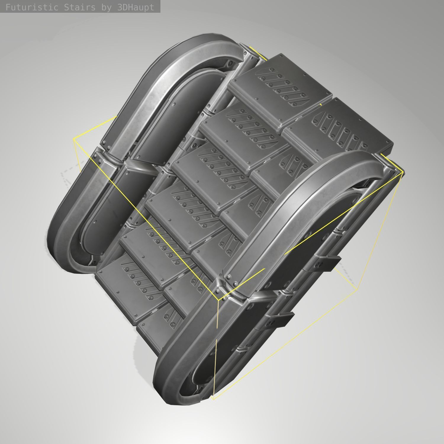 Futuristic Stairs - 31 - Basic Textures Low-poly 3D model_15