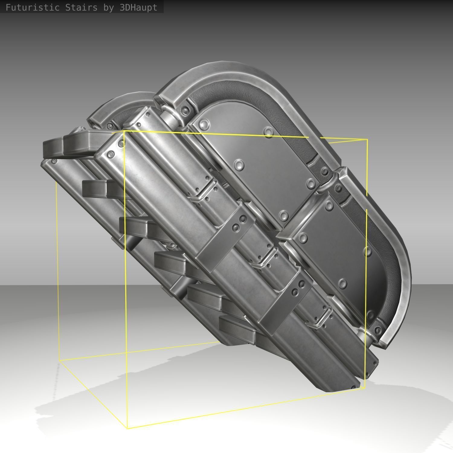 Futuristic Stairs - 31 - Basic Textures Low-poly 3D model_11