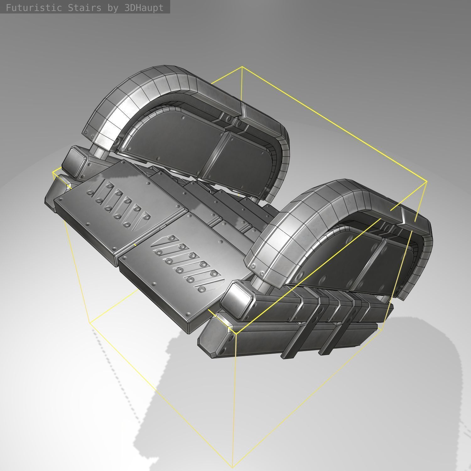 Futuristic Stairs - 31 - Basic Textures Low-poly 3D model_17