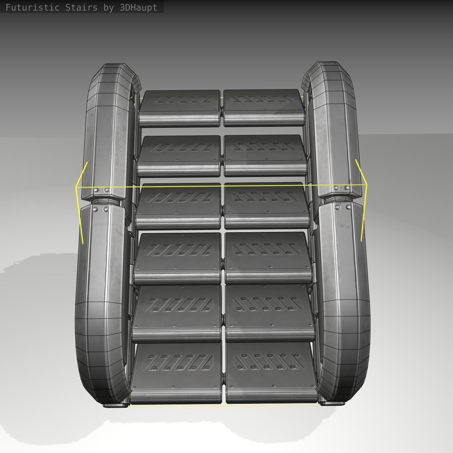 Futuristic Stairs - 31 - Basic Textures Low-poly 3D model_6