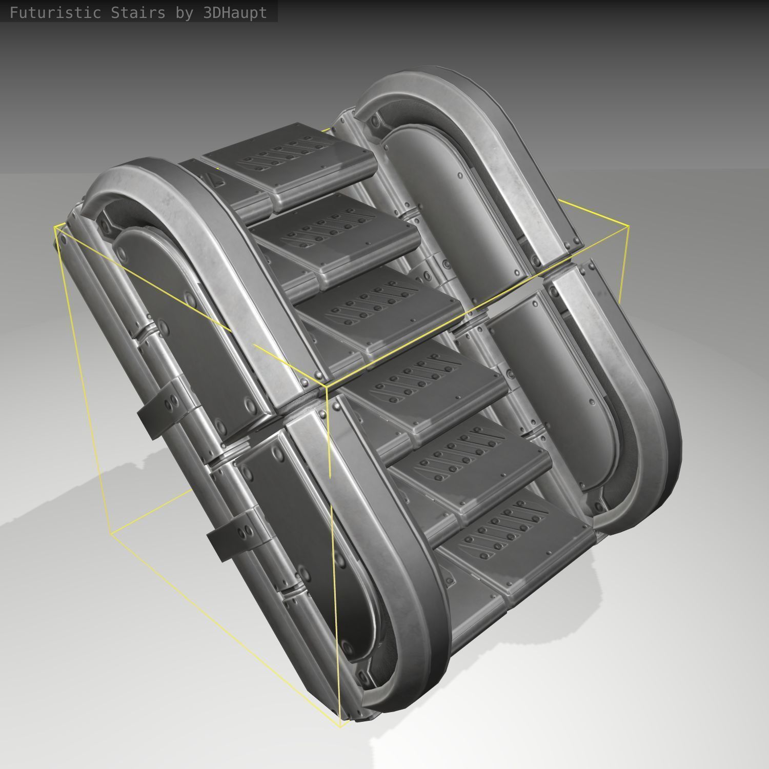 Futuristic Stairs - 31 - Basic Textures Low-poly 3D model_5