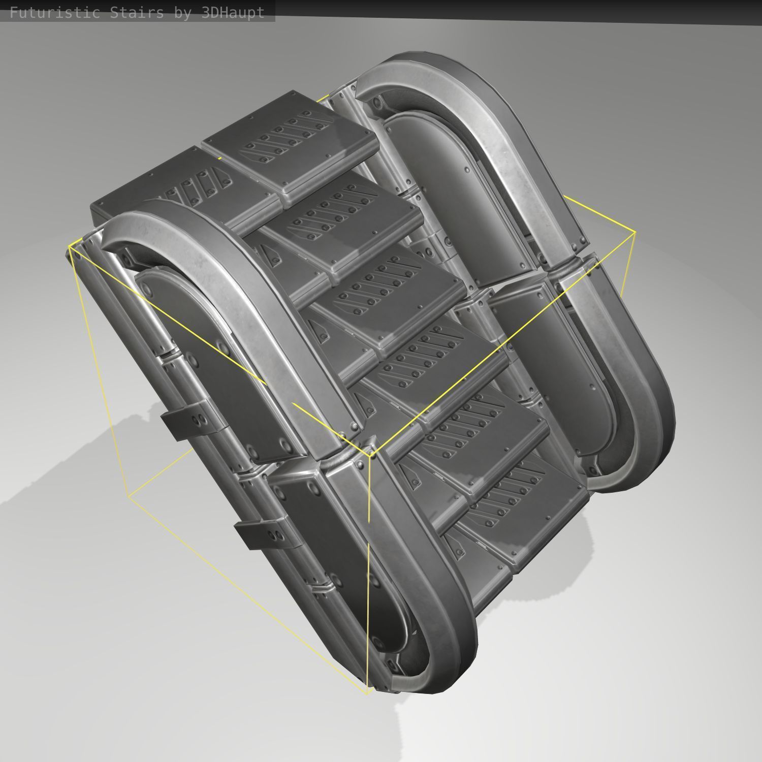 Futuristic Stairs - 31 - Basic Textures Low-poly 3D model_18