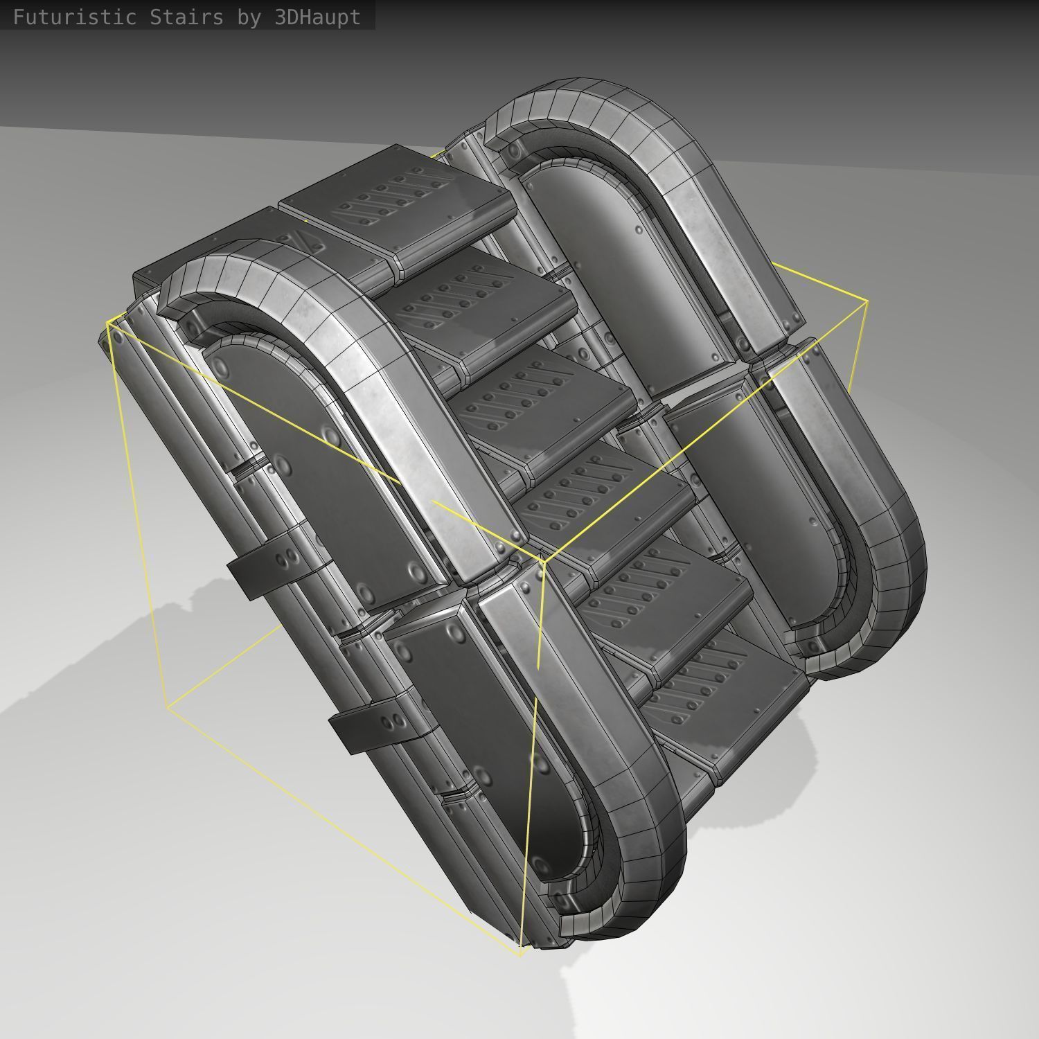 Futuristic Stairs - 31 - Basic Textures Low-poly 3D model_19