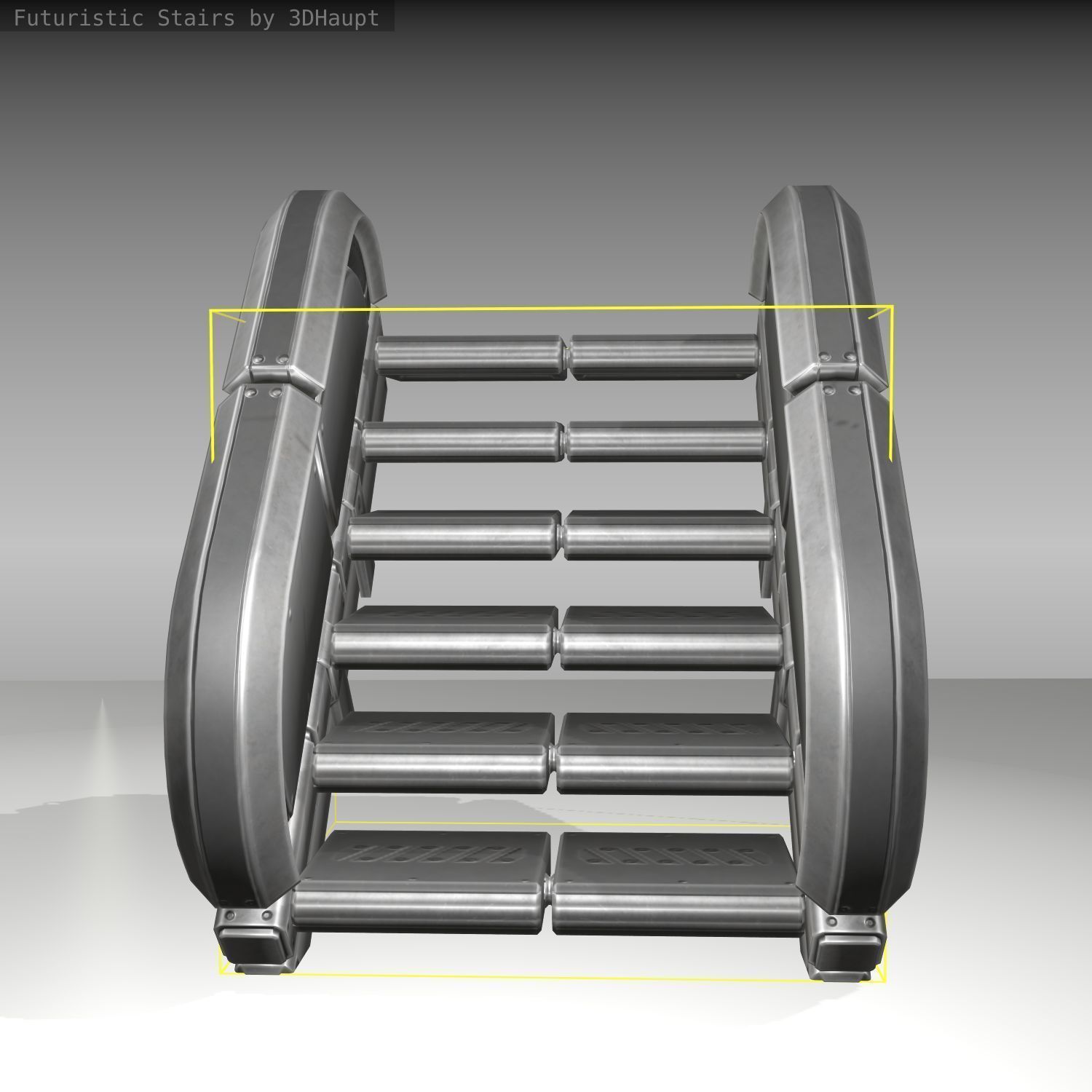 Futuristic Stairs - 31 - Basic Textures Low-poly 3D model_13