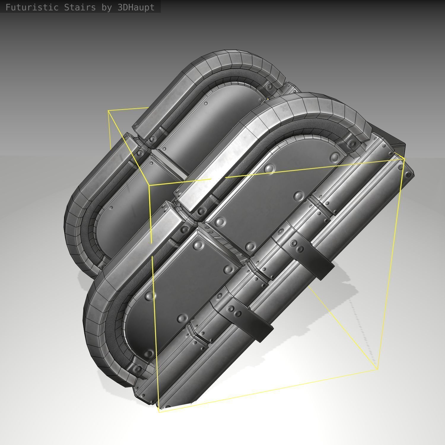 Futuristic Stairs - 31 - Basic Textures Low-poly 3D model_23