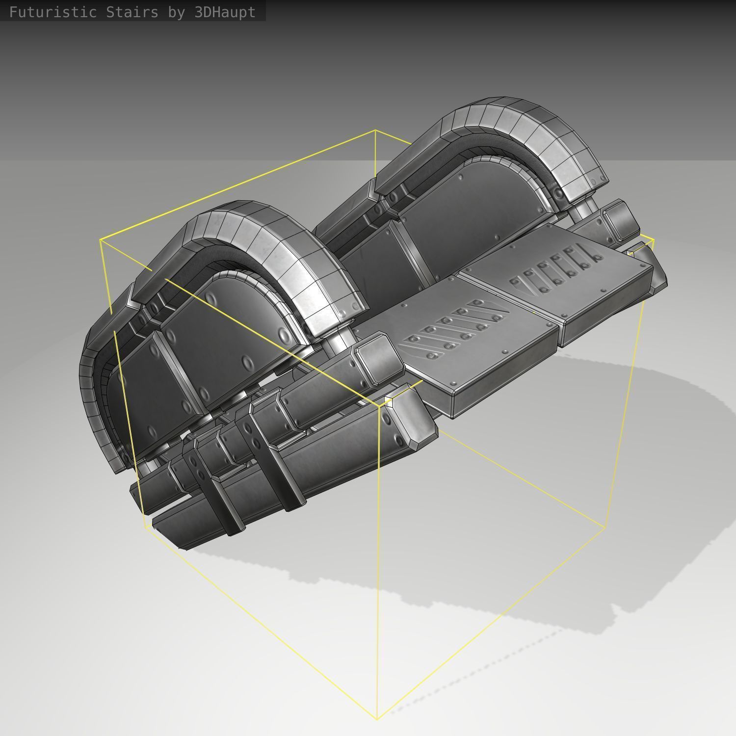 Futuristic Stairs - 31 - Basic Textures Low-poly 3D model_1