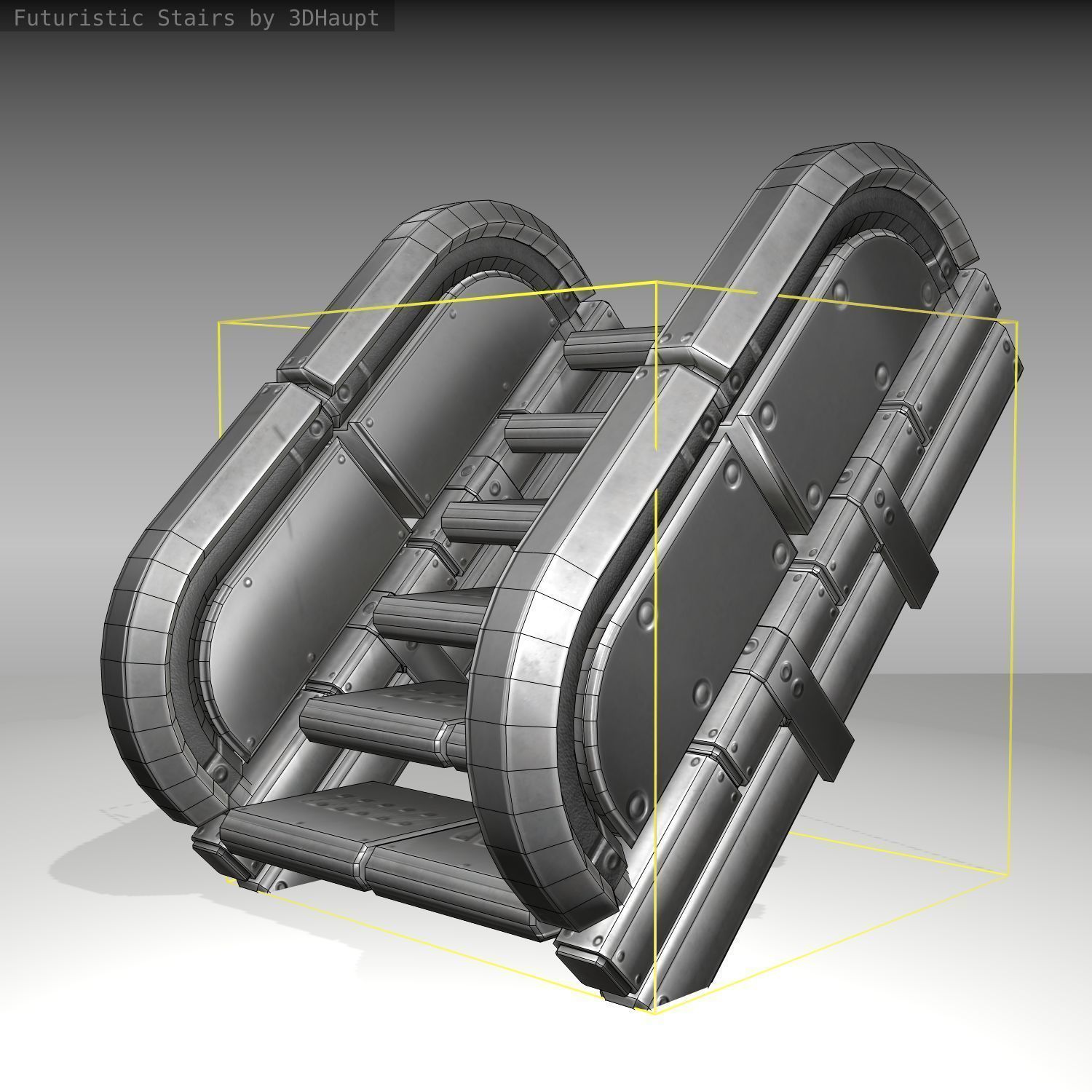 Futuristic Stairs - 31 - Basic Textures Low-poly 3D model_8
