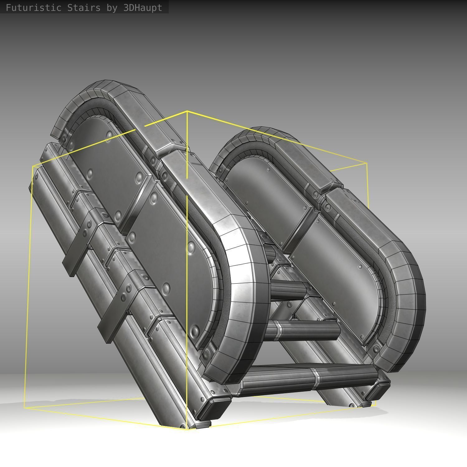 Futuristic Stairs - 31 - Basic Textures Low-poly 3D model_21