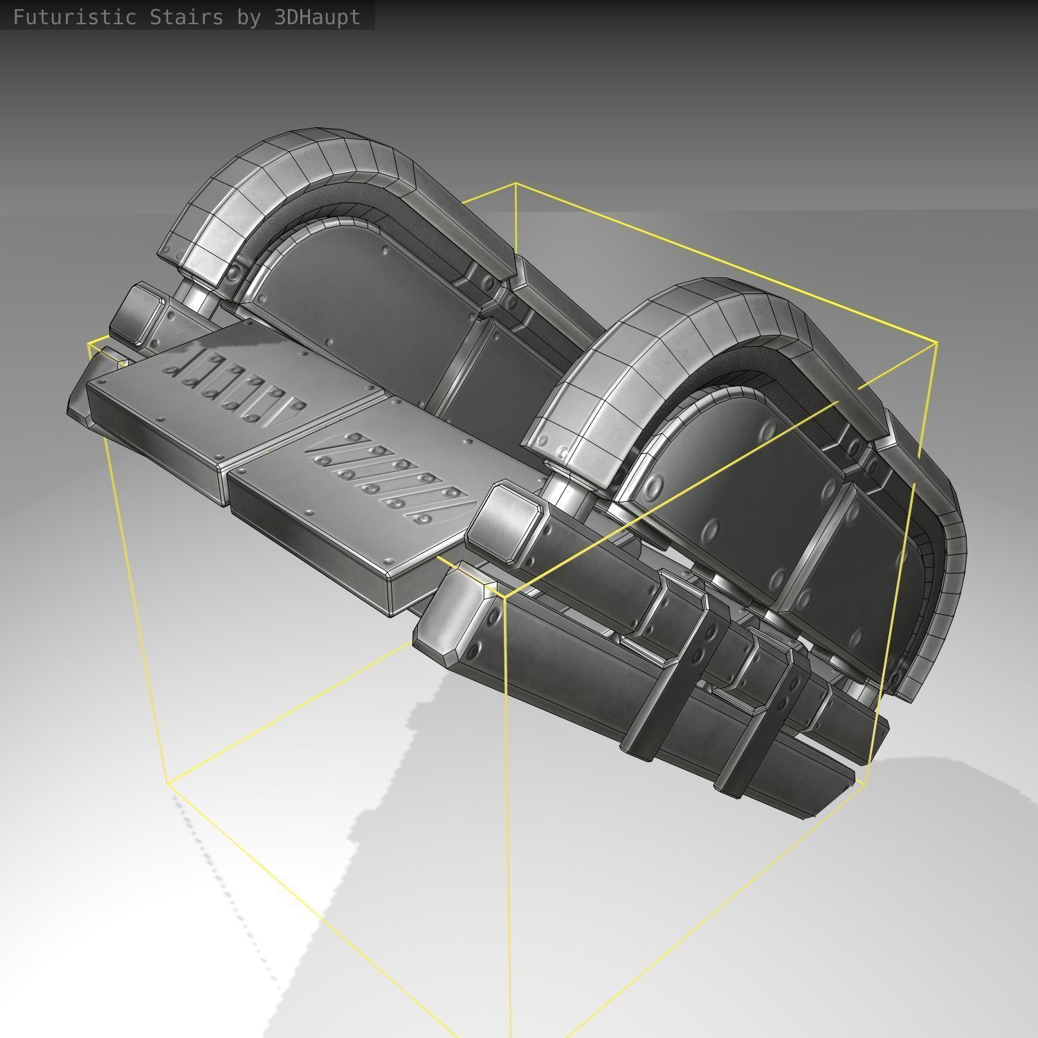 Futuristic Stairs - 31 - Basic Textures Low-poly 3D model_3