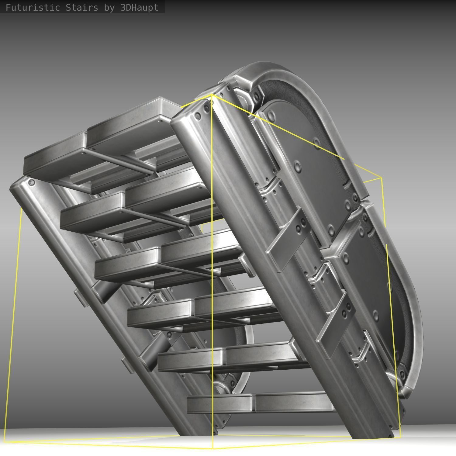 Futuristic Stairs - 31 - Basic Textures Low-poly 3D model_20