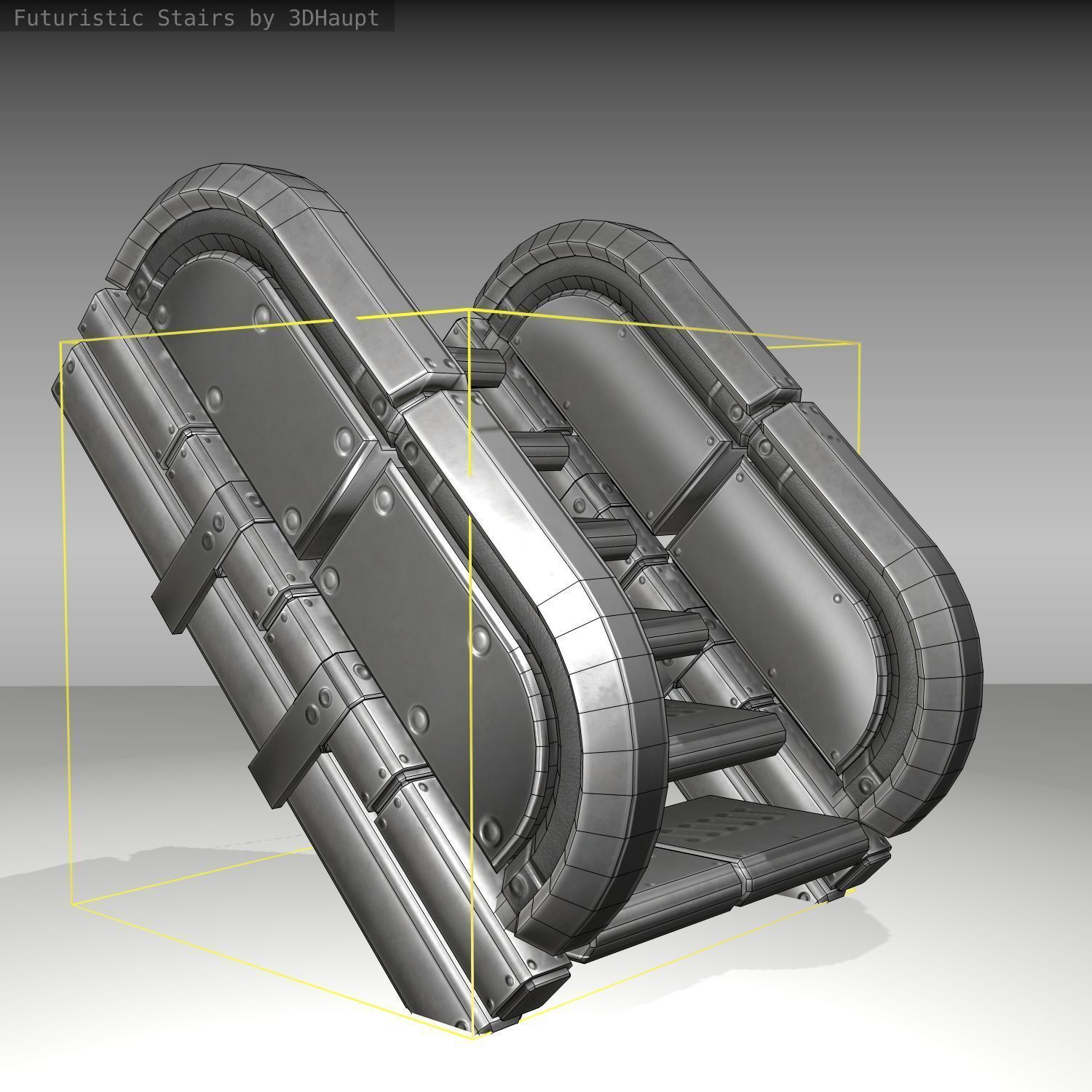 Futuristic Stairs - 31 - Basic Textures Low-poly 3D model_12