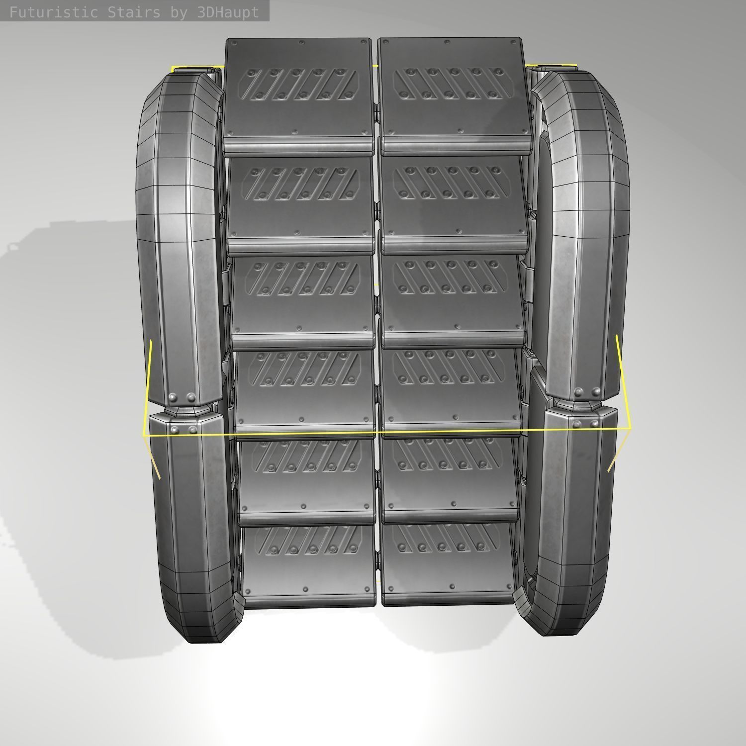 Futuristic Stairs - 31 - Basic Textures Low-poly 3D model_14